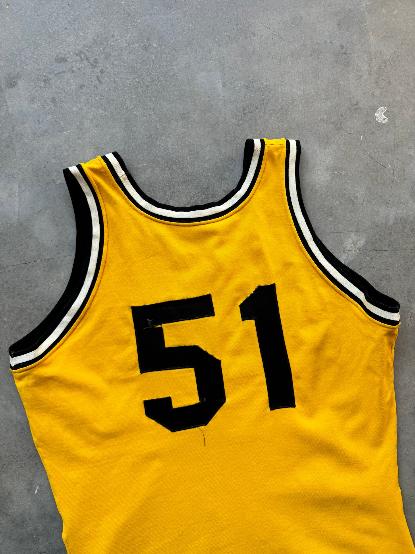 70’s/80’s Pfeiffer College Falcons Vintage Rawlings Gold Game Worn College Basketball Jersey (44)