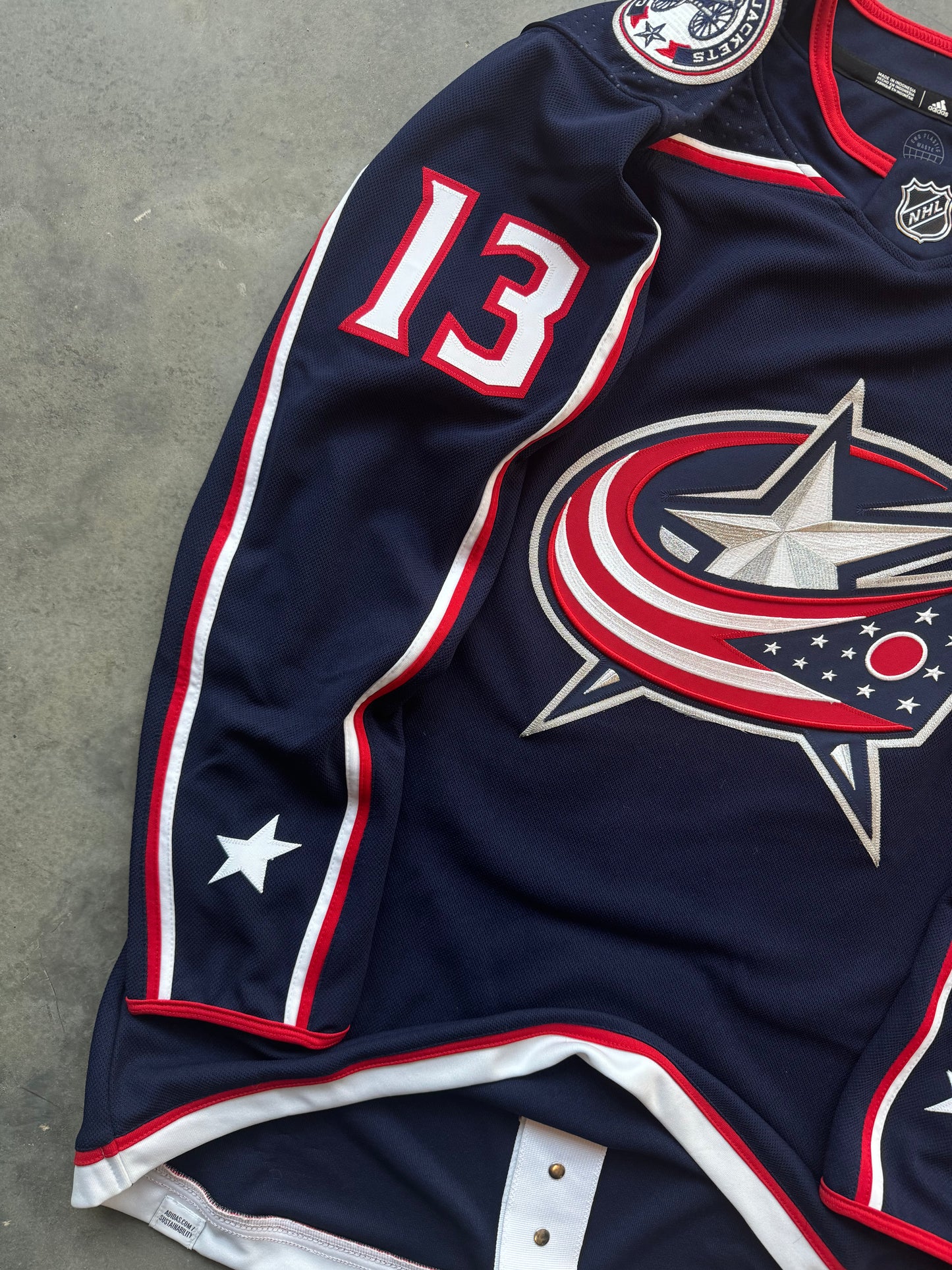 2010’s Columbus Blue Jackets Cam Atkinson Navy Blue Adidas NHL Authentic - Deadstock (50/XL)