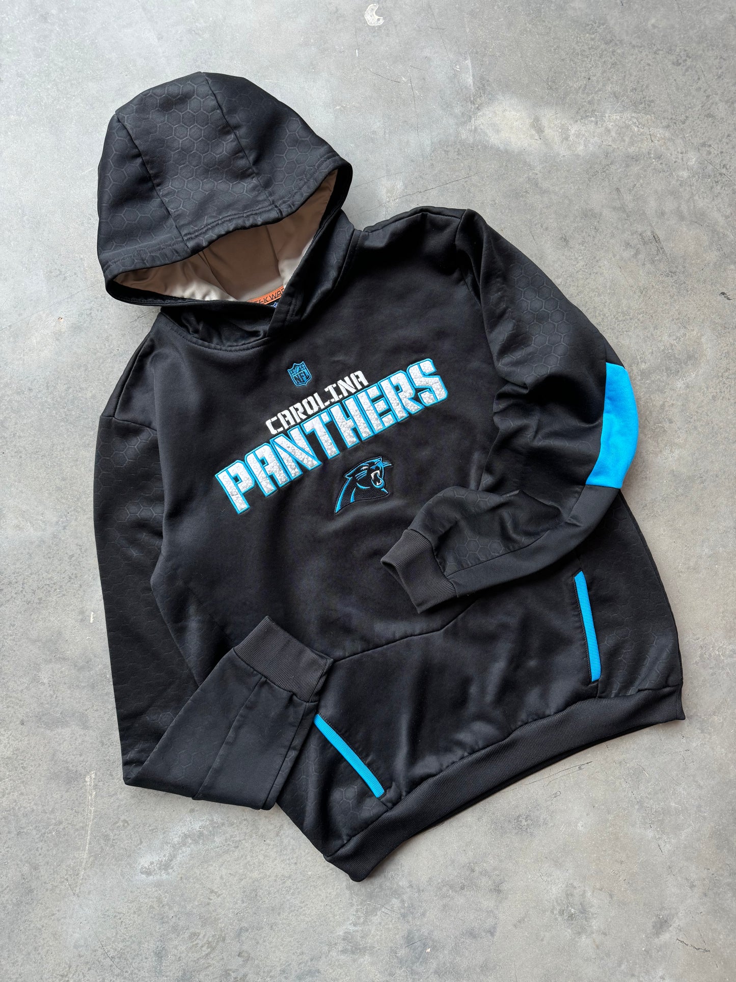 2010’s Carolina Panthers Tek Warm Hex Print Embroidered NFL Hoodie (Small)