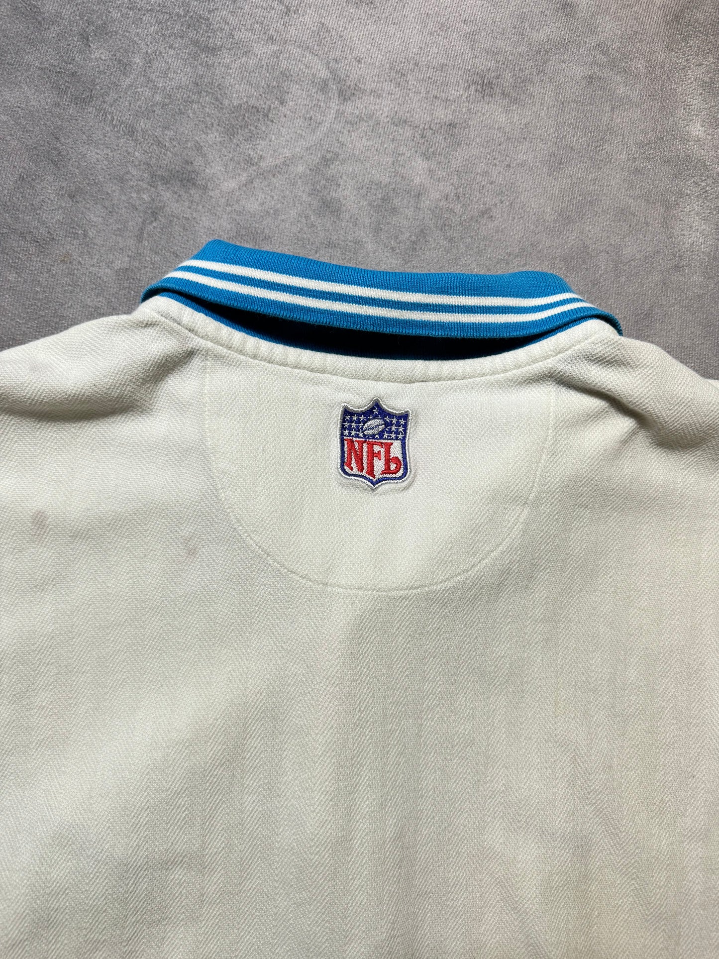 90’s Carolina Panthers Vintage White Nike Sideline Style Collared Polo NFL Shirt (Large)