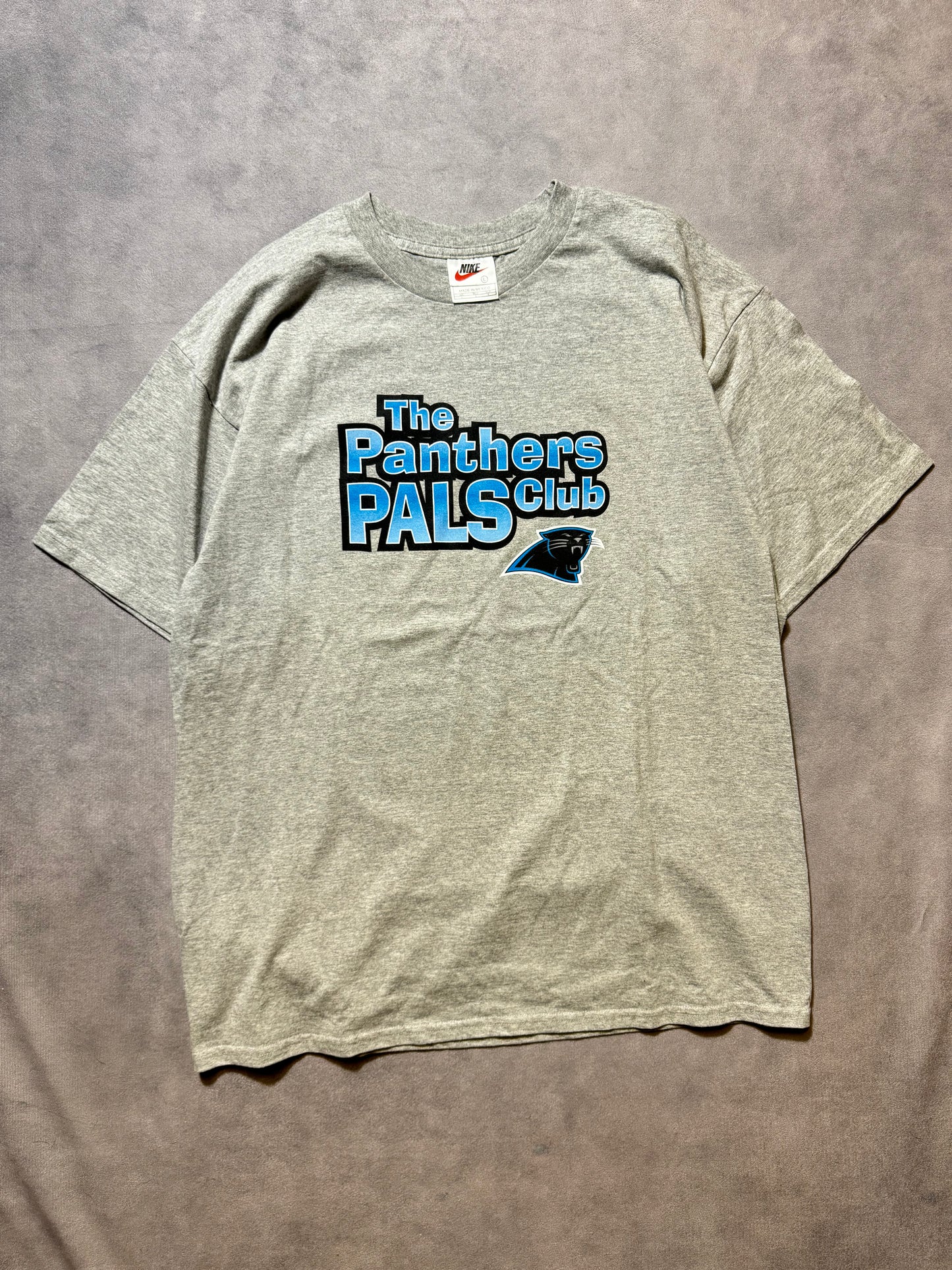 90’s Carolina Panthers “The Panthers Pals Club” Vintage Grey Nike NFL Tee (Large)