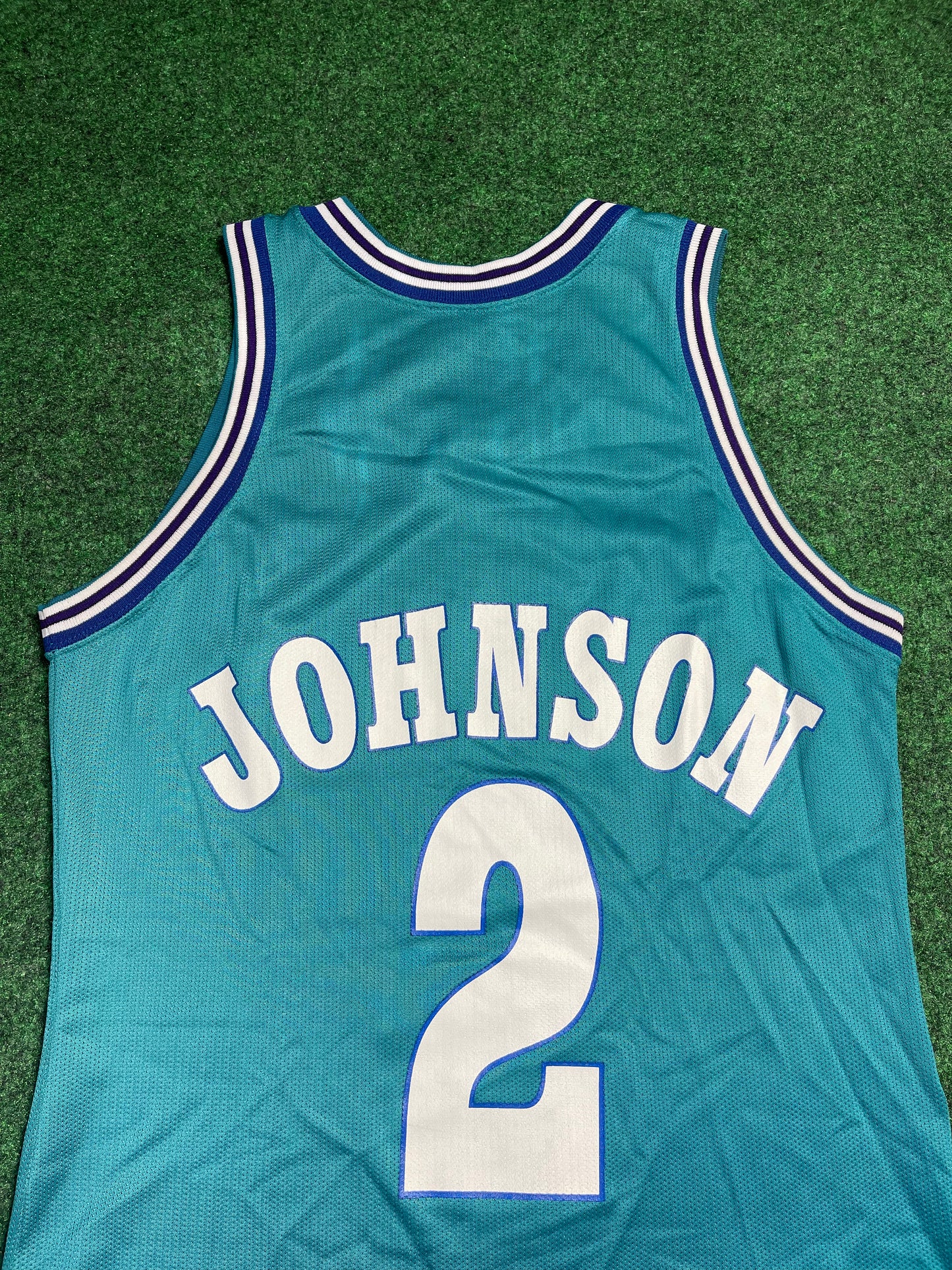 1991 Charlotte Hornets Larry Johnson Vintage NBA Champion Jersey (36/Small)