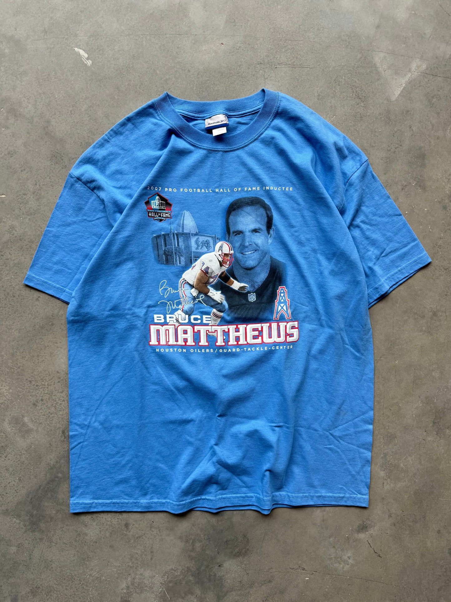 2007 Houston Oilers Bruce Matthews Pro Football Hall of Fame Vintage Reebok NFL Tee - Deadstock (Large)
