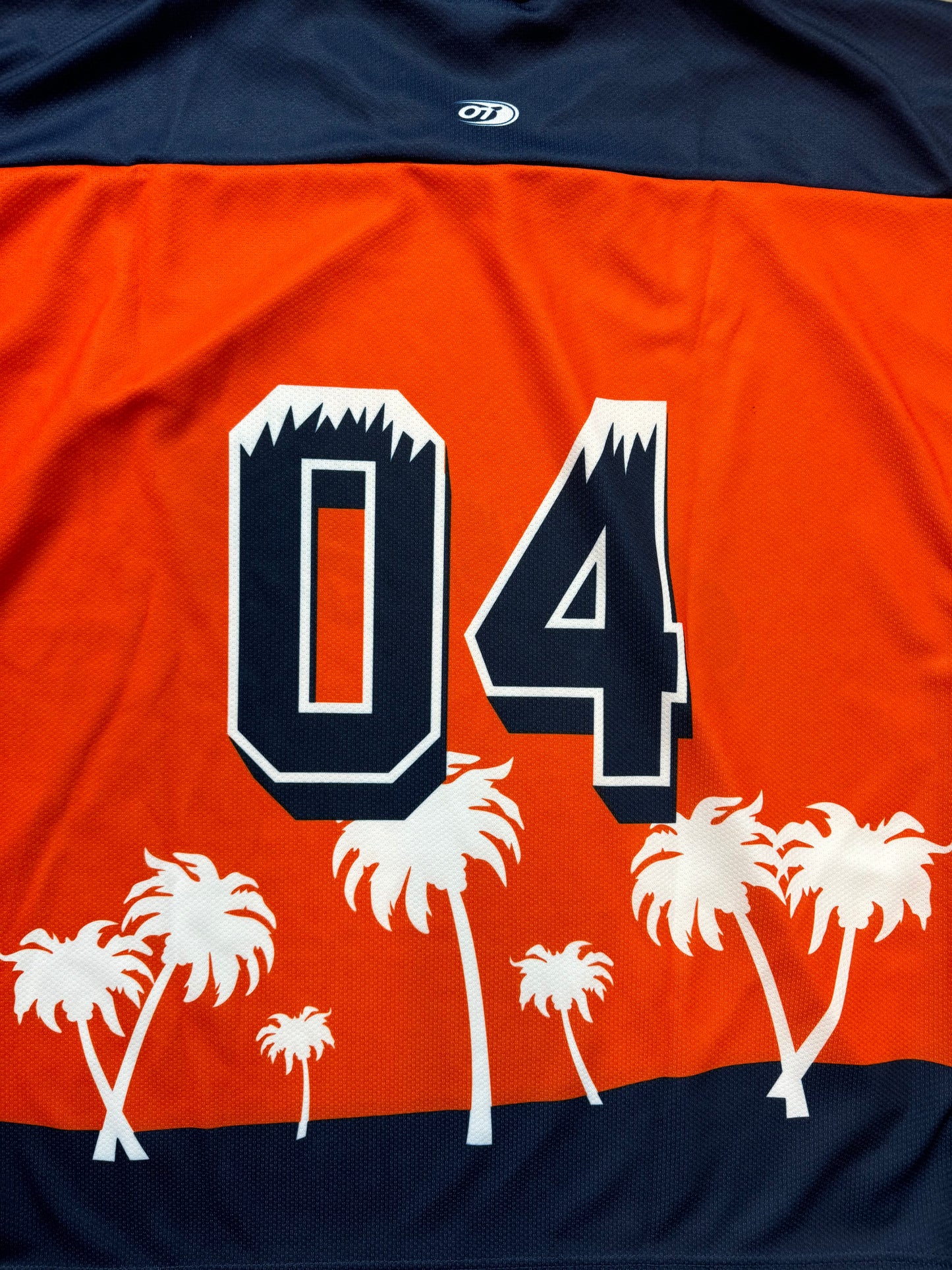2004 San Diego Gulls Vintage AHL Palm Tree Print Orange Hockey Jersey (XXL)