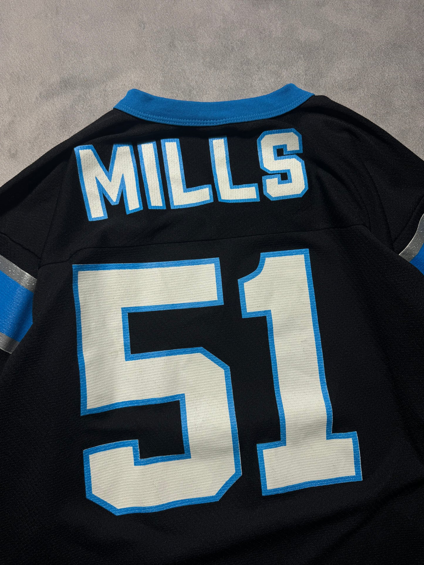 90’s Carolina Panthers Sam Mills Vintage Black Logo 7 NFL Jersey (Medium)