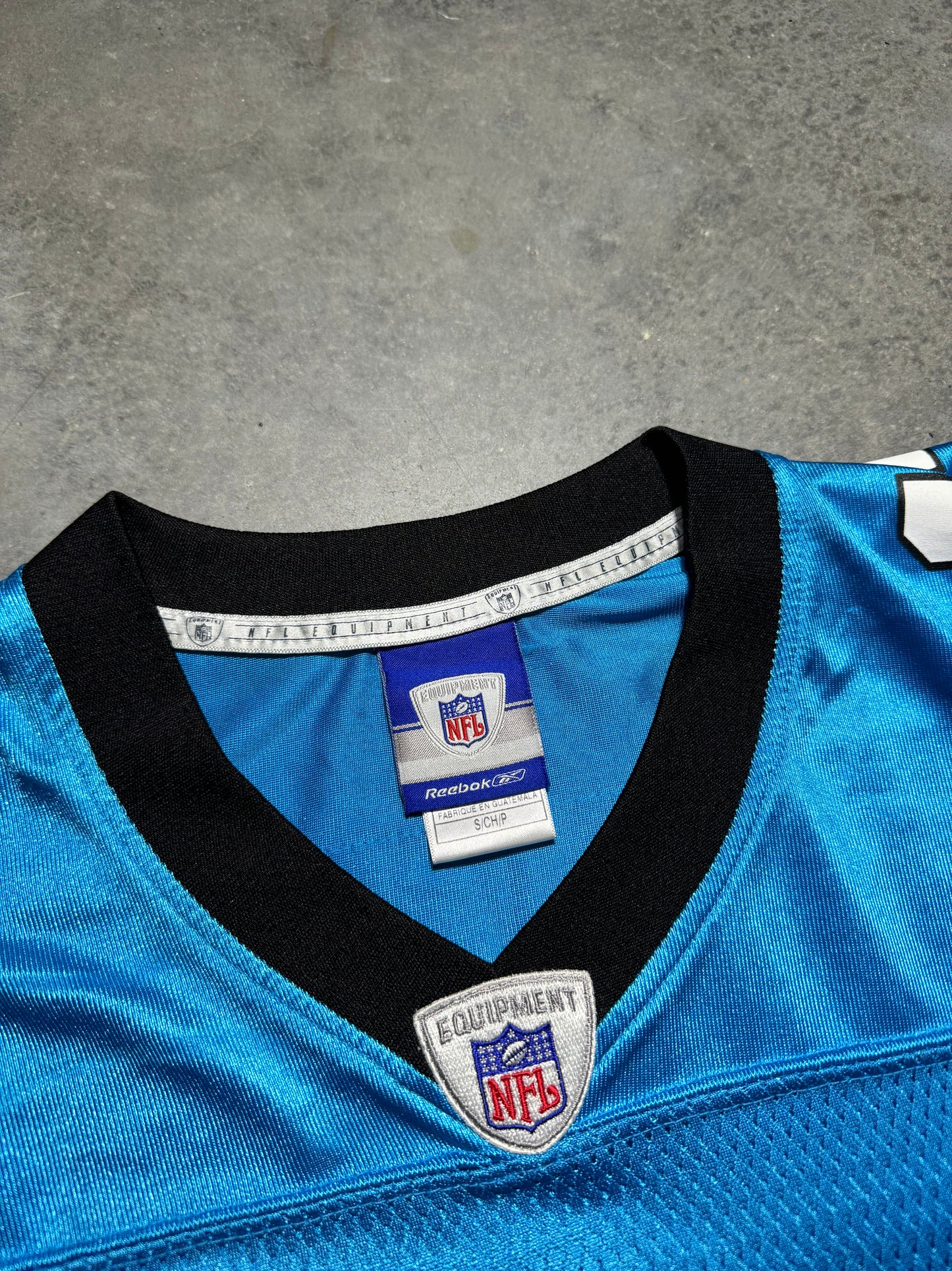 00’s Carolina Panthers Jake Delhomme Vintage Electric Blue Alternate Reebok NFL Jersey (Small)