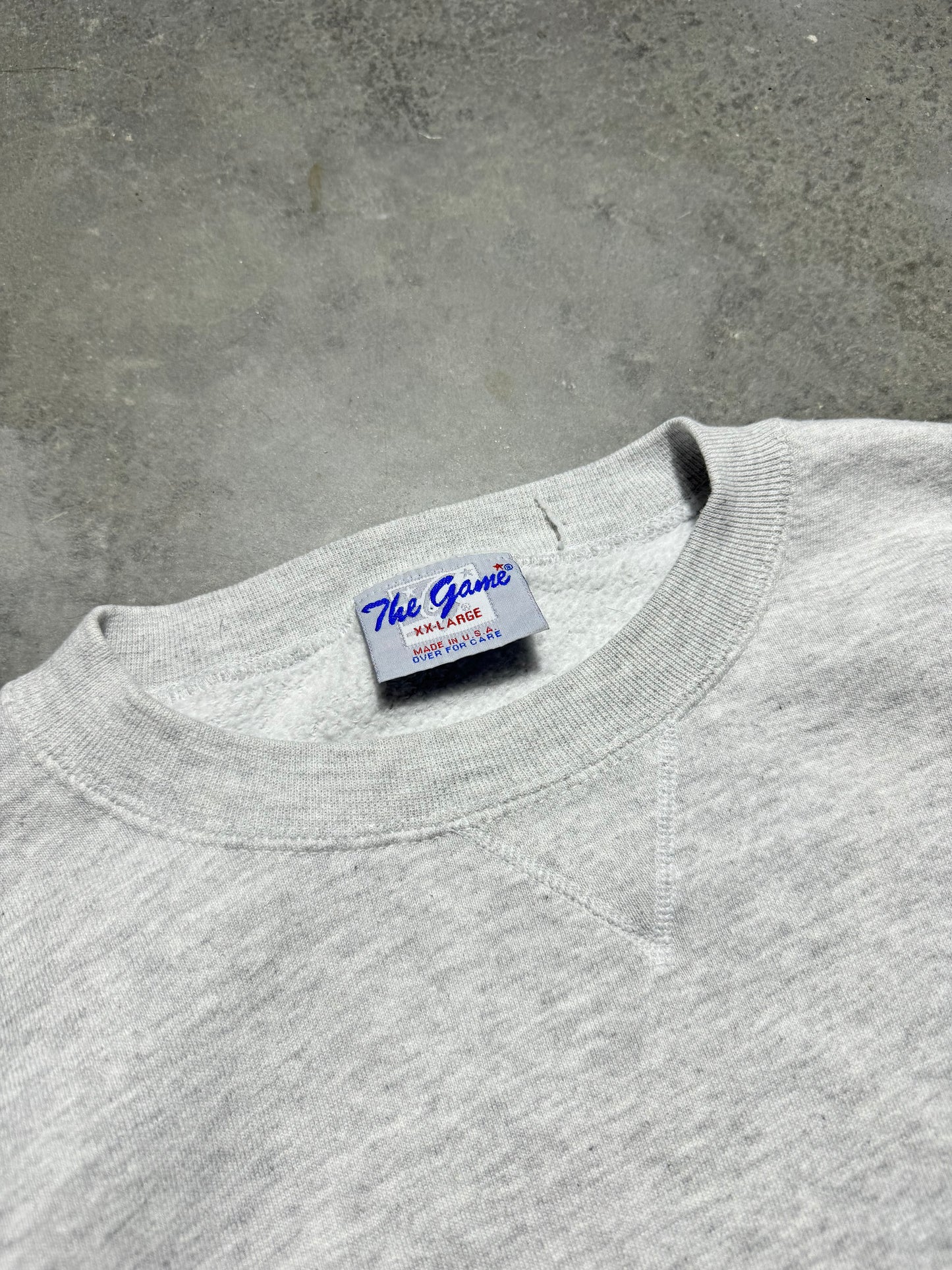 90’s Carolina Panthers Vintage Heather Grey The Game Embroidered NFL Crewneck (XXL)