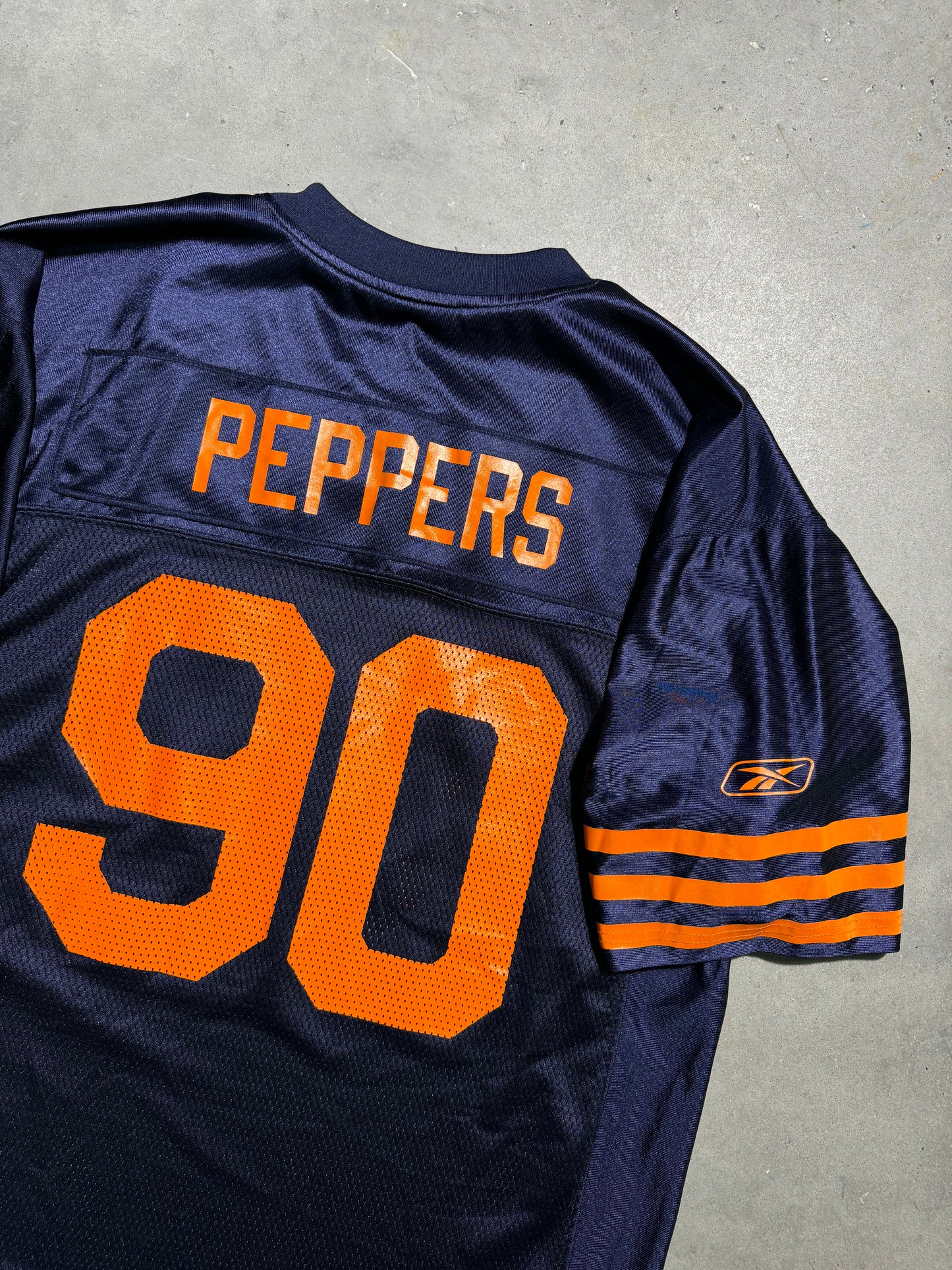 00’s Chicago Bears Julius Peppers Vintage Navy Blue Reebok Throwback NFL Jersey (Large)