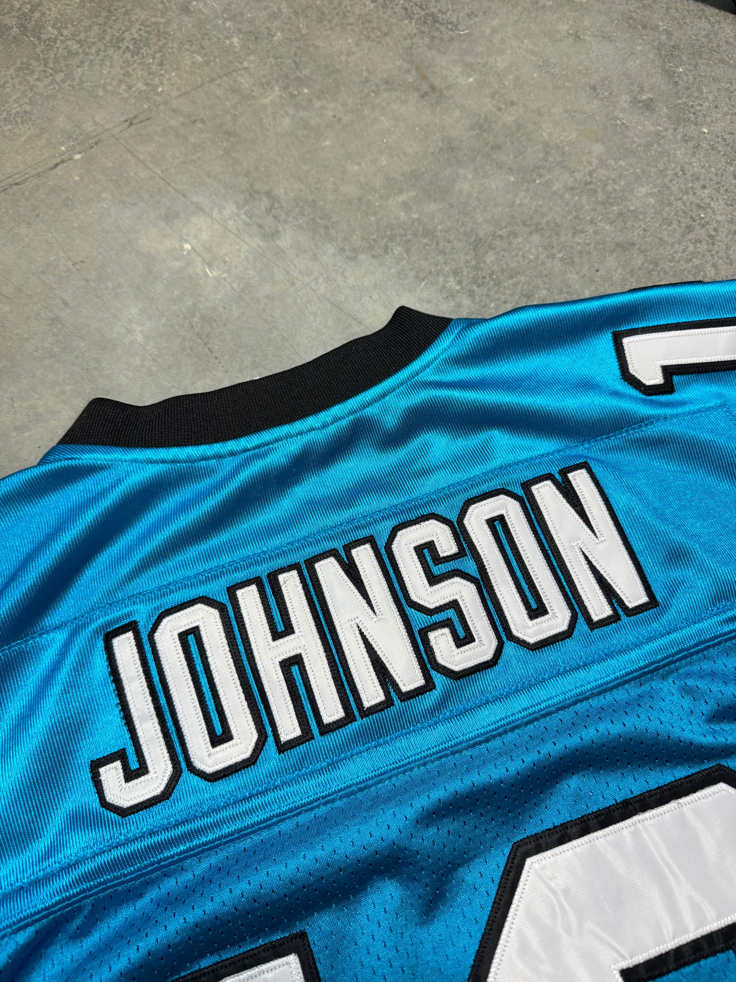 2006 Carolina Panthers Keyshawn Johnson Vintage Alternate Blue Reebok Stitched On Field Authentic NFL Jersey (48/XL)