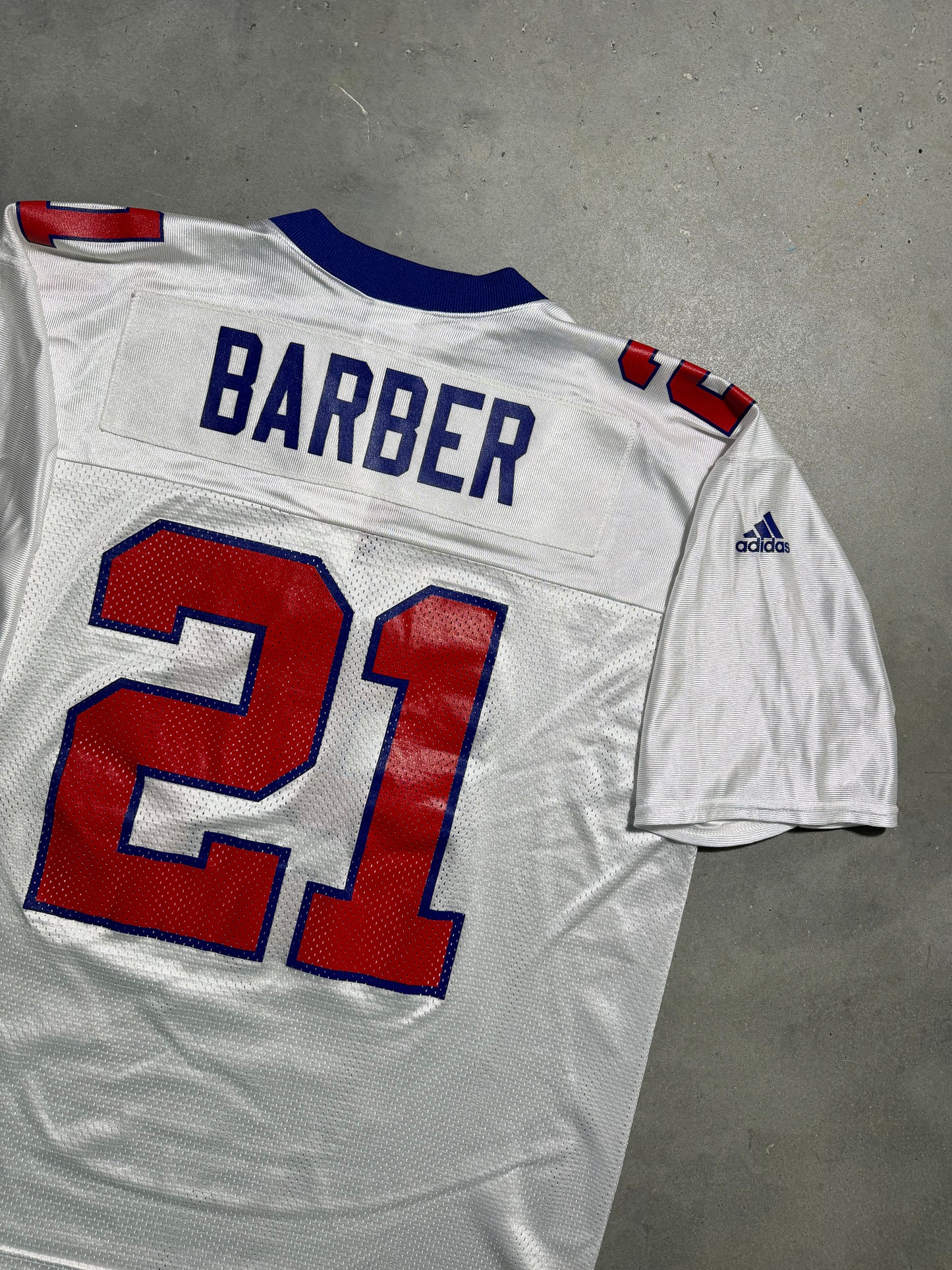 00’s New York Giants Tiki Barber Vintage White Adidas NFL Jersey (Large)