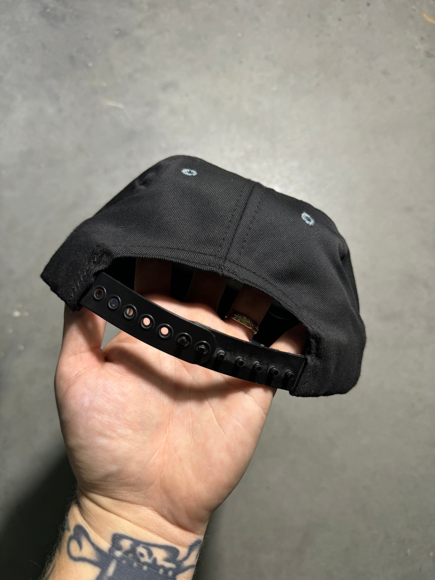 90’s Charlotte Checkers Vintage Black Plain Logo ECHL Hockey Snapback Hat (OSFA)