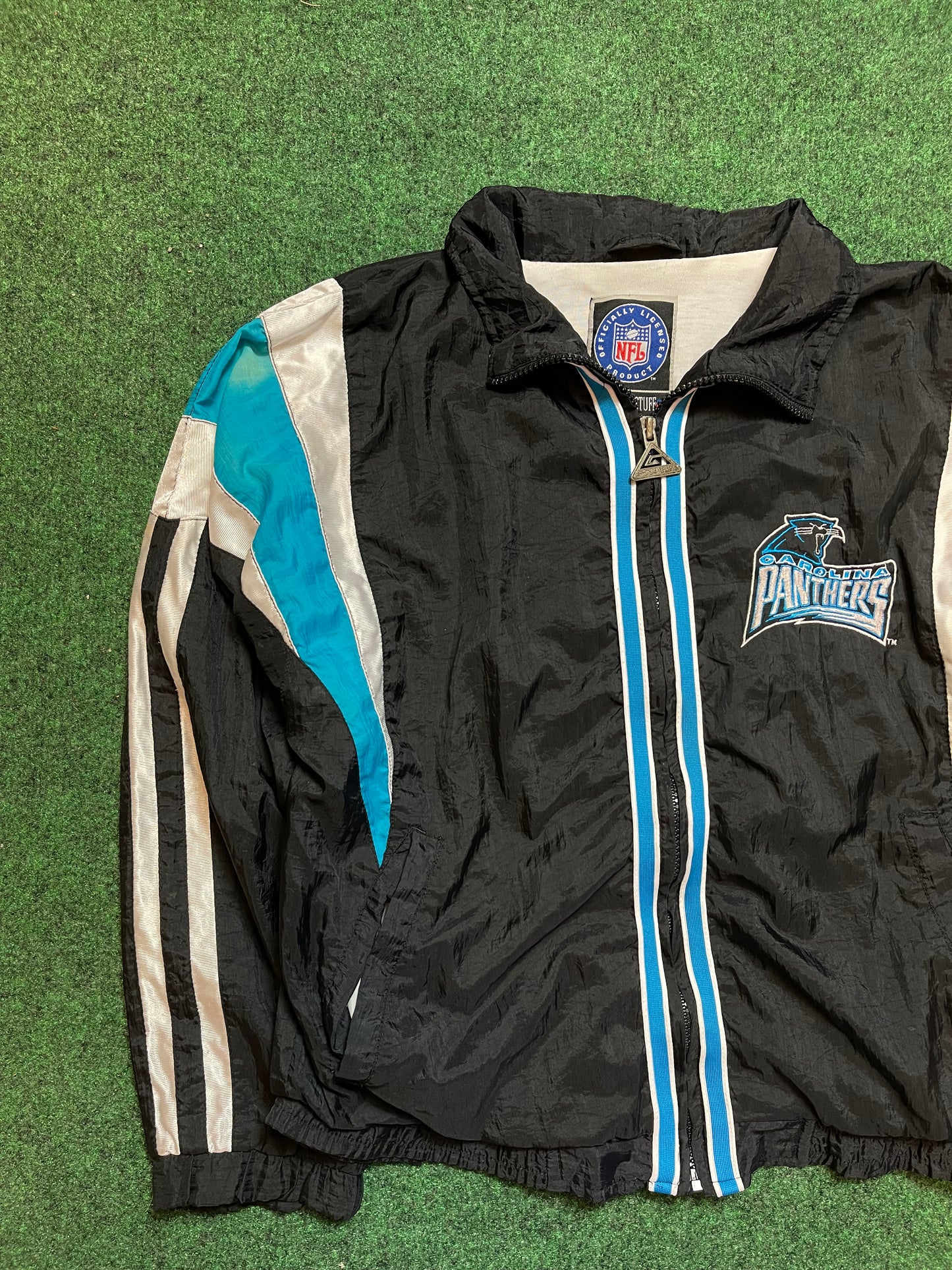 1995 Carolina Panthers Vintage Jersey Stripe NFL Windbreaker Jacket (Youth Large)