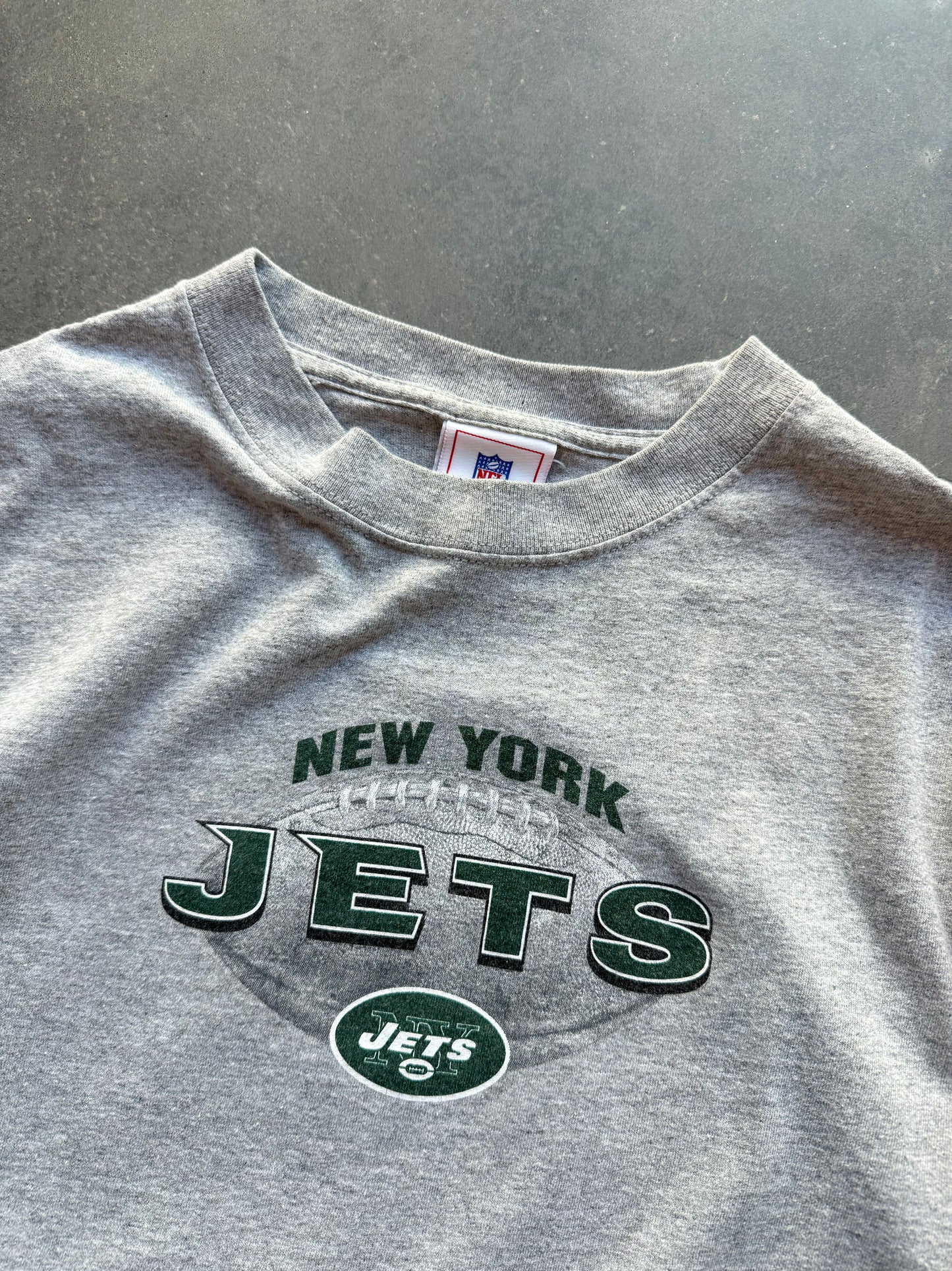 00’s New York Giants Vintage Grey Spellout NFL Tee (Medium)