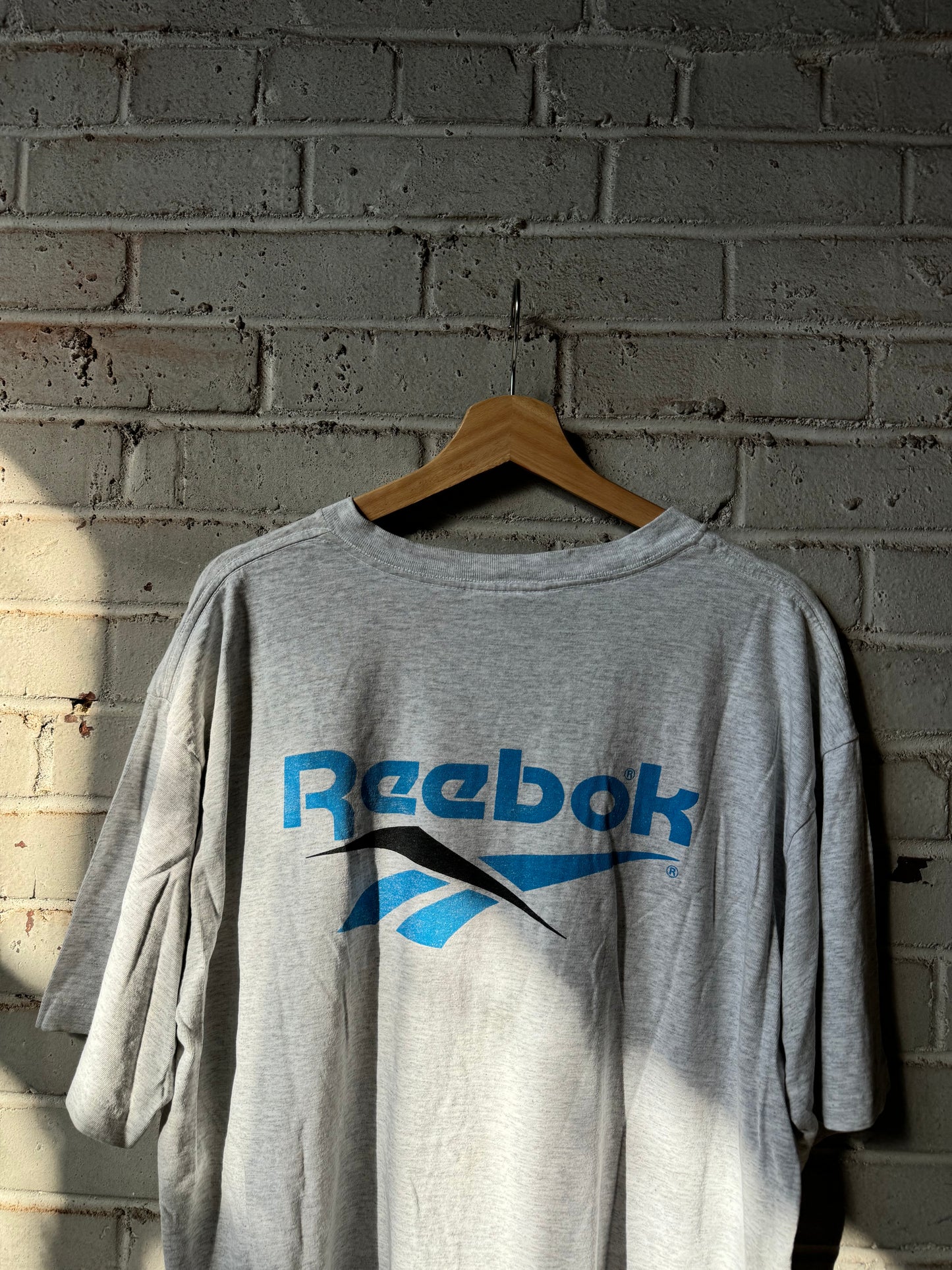 90’s Carolina Panthers Vintage Heather Grey Reebok Big Logo NFL Tee (XL)