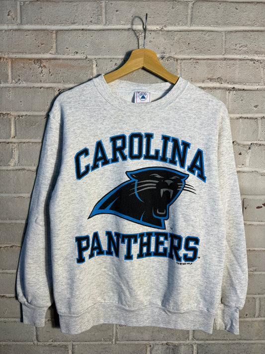 1993 Carolina Panthers Vintage Big Logo Block Letter Spellout NFL Crewneck (Medium)