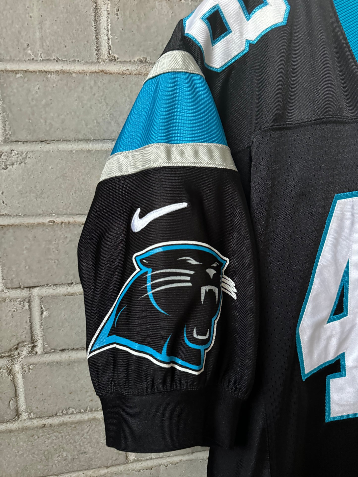 00’s Carolina Panthers Stephen Davis Vintage Black Nike On Field Authentic NFL Jersey (44/Large)
