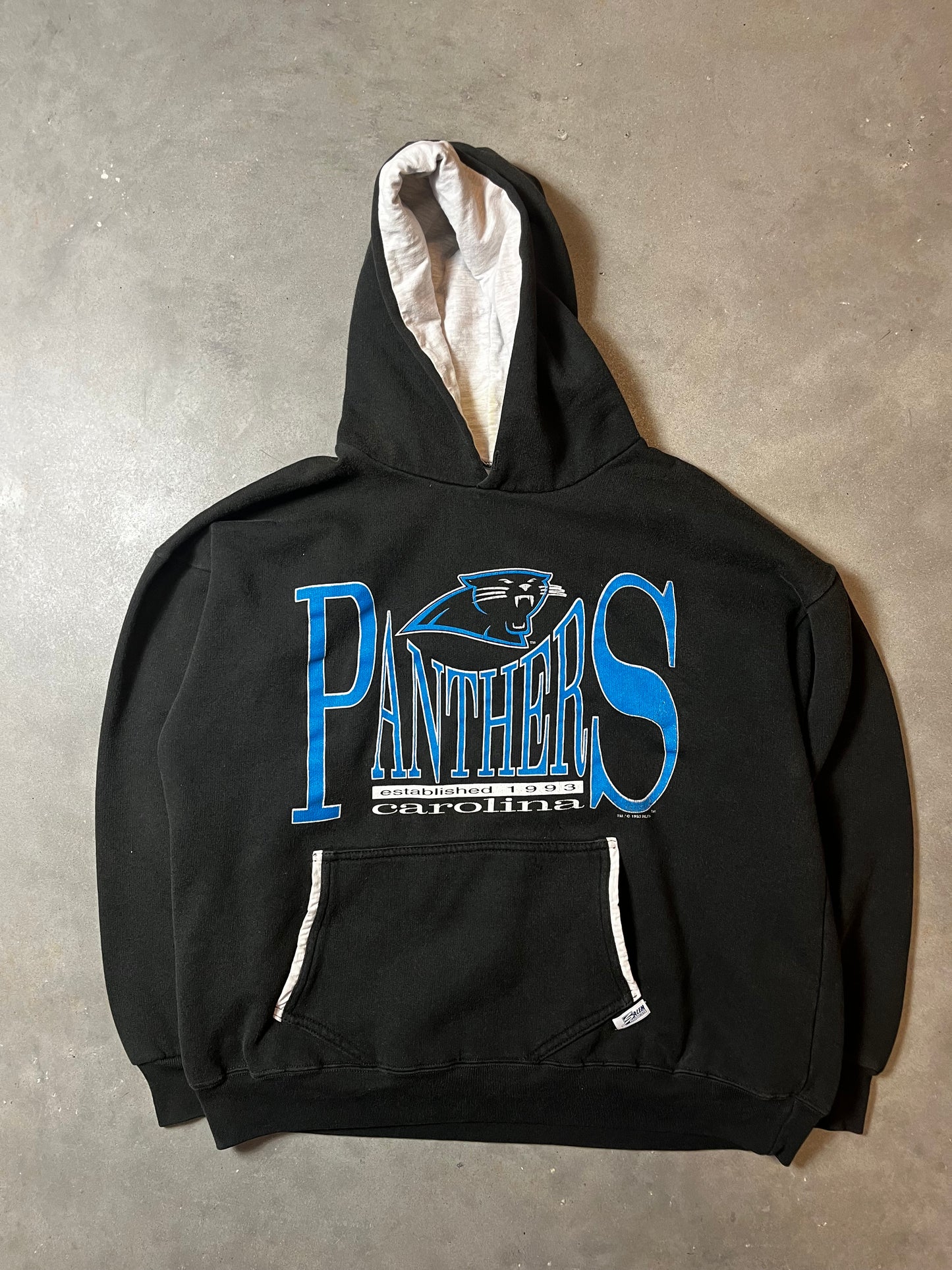 1993 Carolina Panthers Spellout Salem Sportswear Vintage NFL Hoodie (Large)