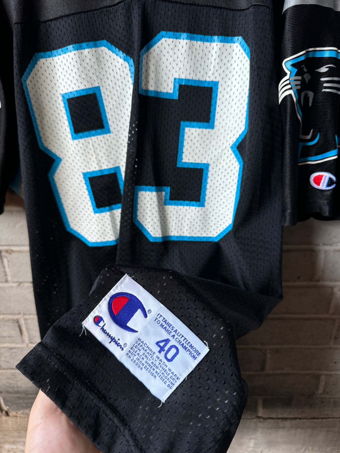 2001 Carolina Panthers Patrick Jeffers Vintage Black Champion NFL Jersey (40/Medium)