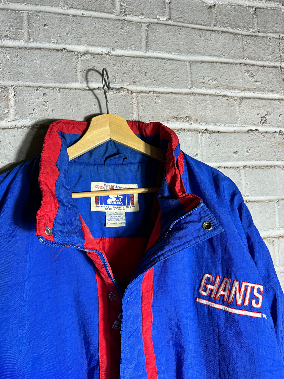 90’s New York Giants Vintage Blue Star Print Starter Puffer NFL Jacket (XL)
