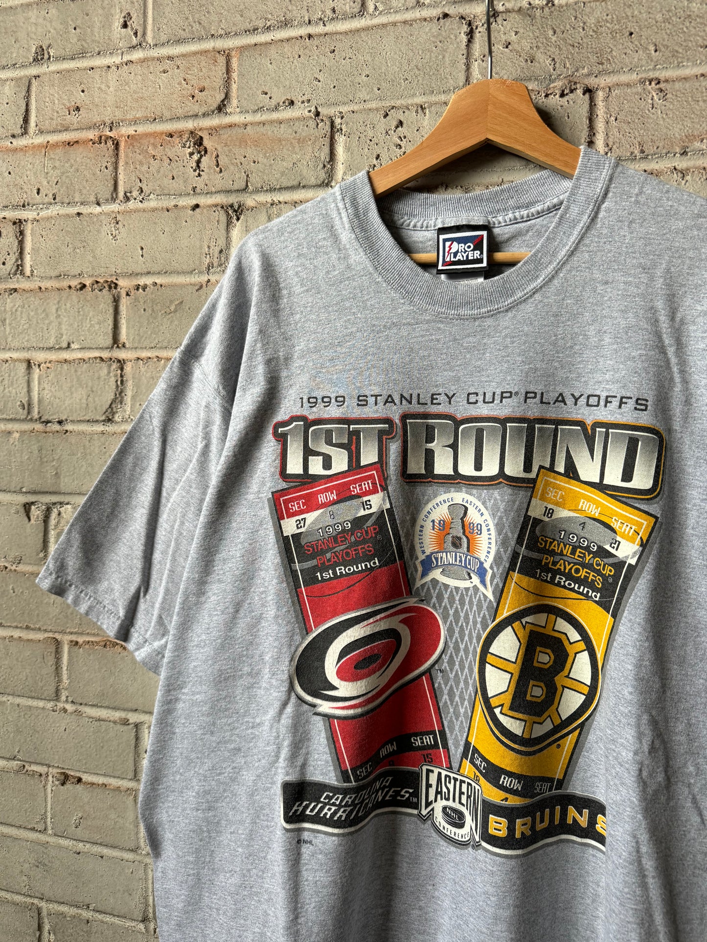 1999 Carolina Hurricanes vs. Boston Bruins 1st Round NHL Playoffs Pro Player Vintage Tee (XXL)