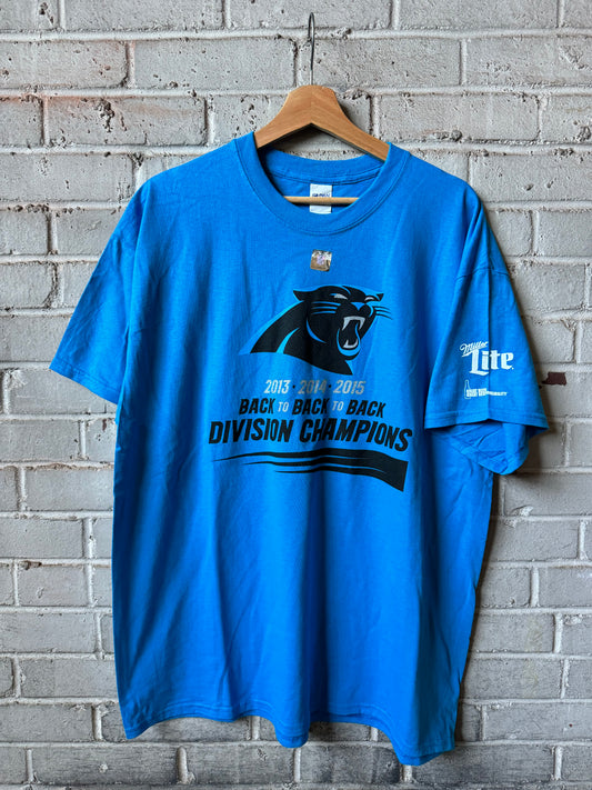 2015 Carolina Panthers Back to Back to Back NFC South Champions x Miller Lite NFL Tee - Deadstock (XL)