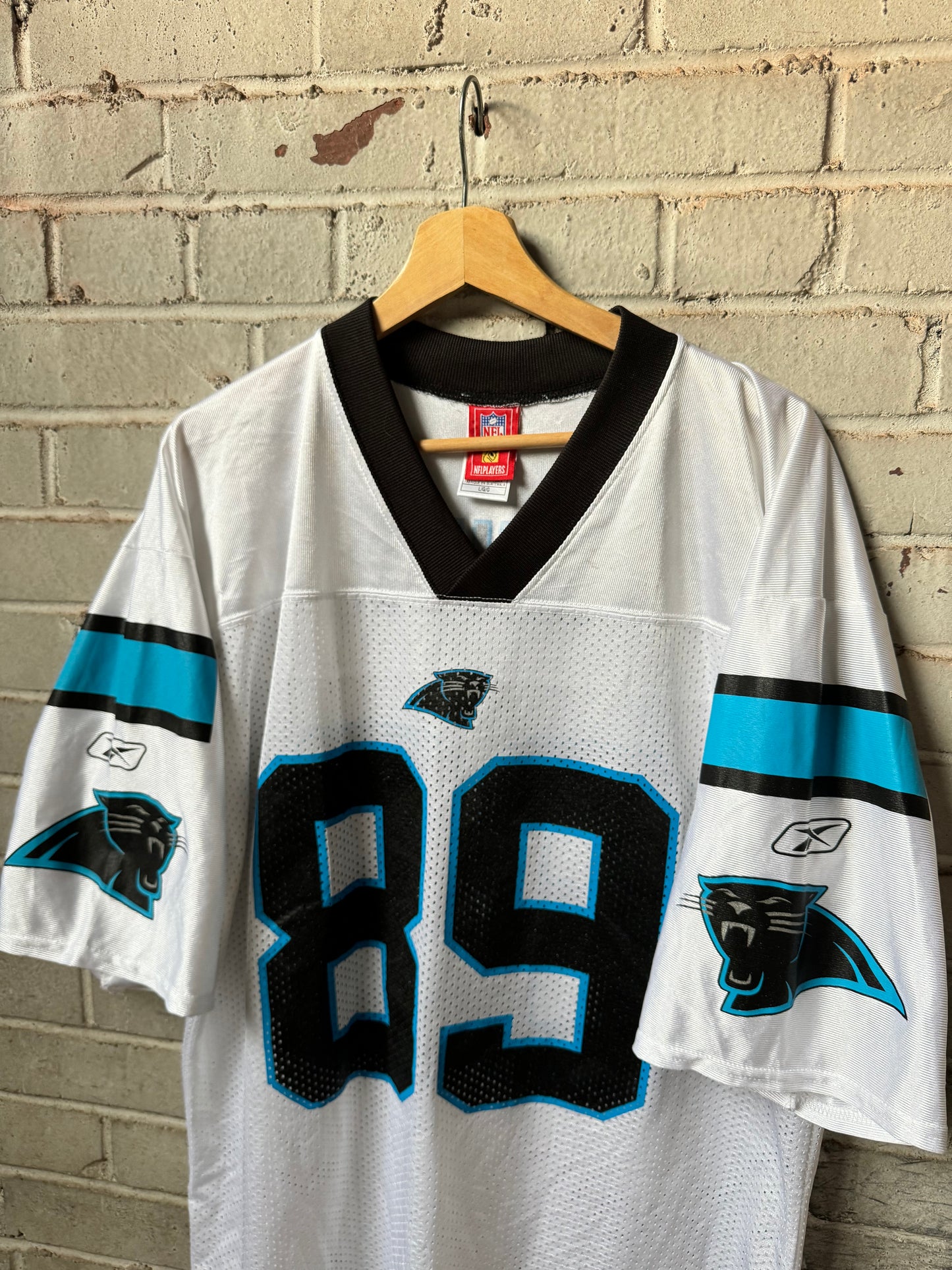 00’s Carolina Panthers Steve Smith Vintage White Reebok NFL Jersey (Large)