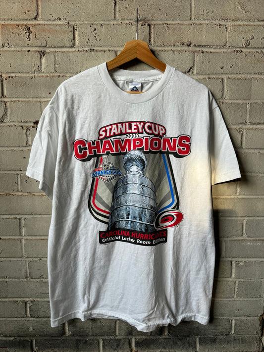 2006 Carolina Hurricanes Vintage White Stanley Cup Champions Locker Room Tee (Large)