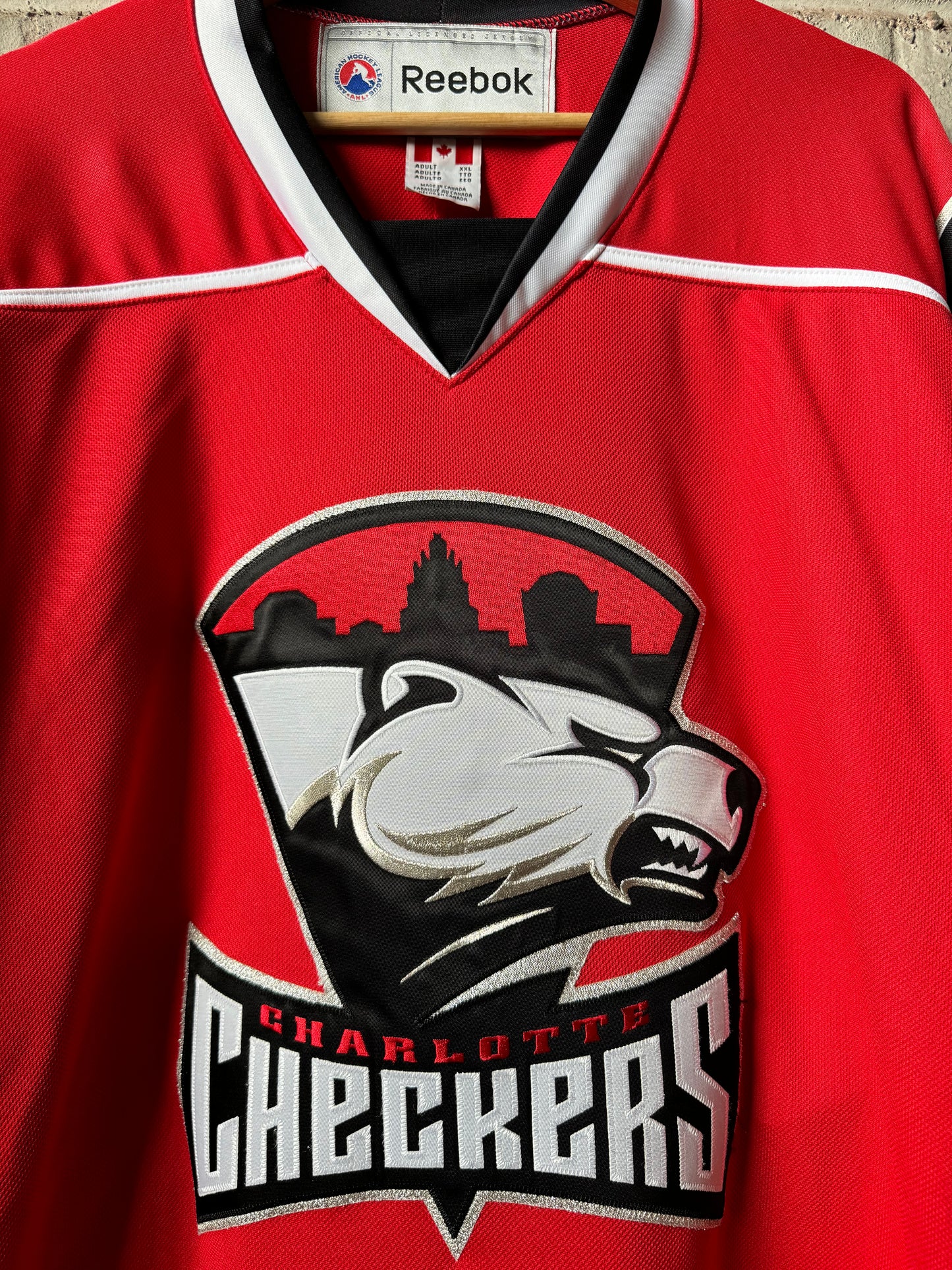 2010’s Charlotte Checkers Carolina Hurricanes Era Red Reebok AHL Hockey Jersey (XXL)
