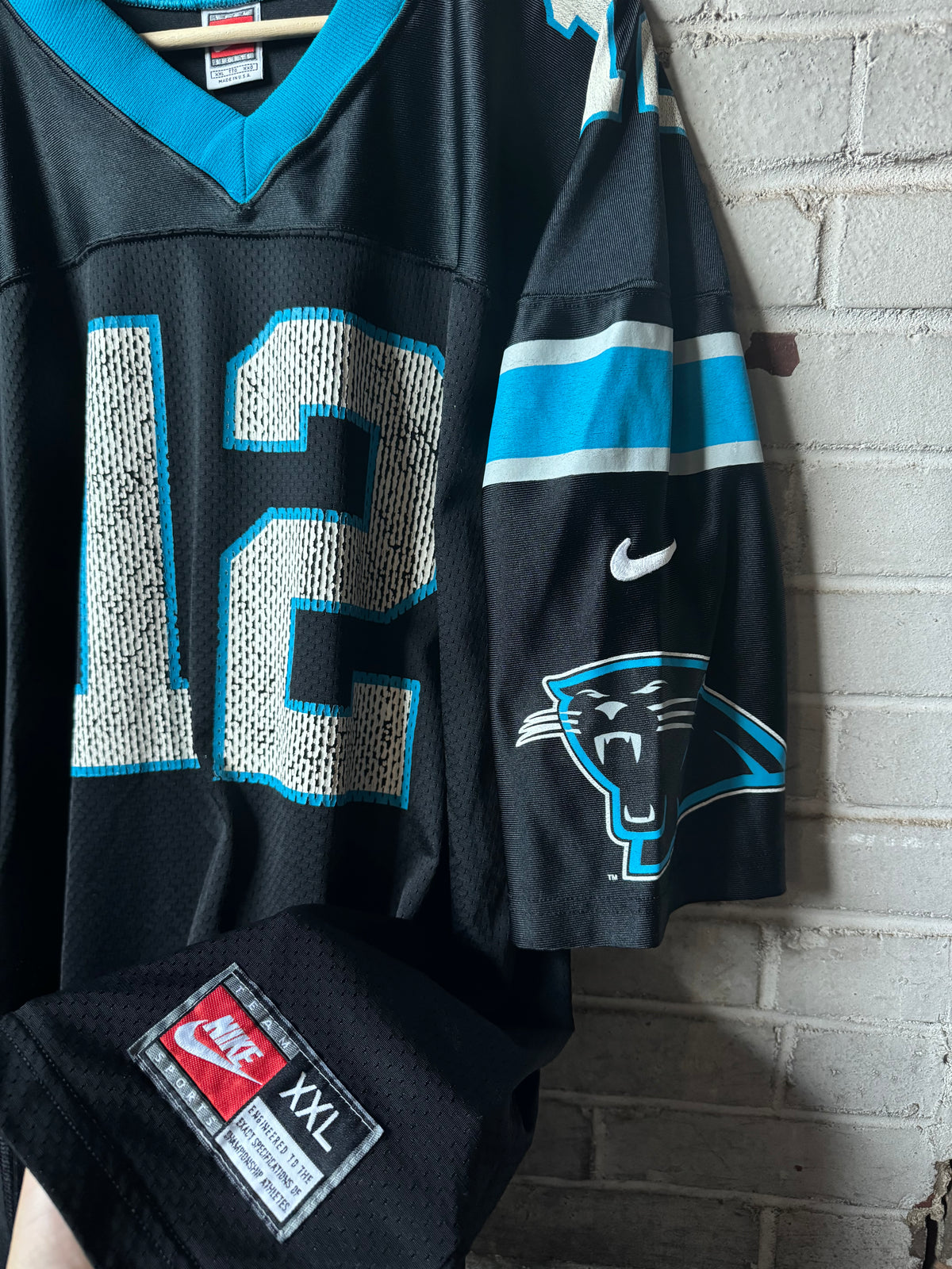 90’s Carolina Panthers Kerry Collins Vintage Black Nike Team Sports NFL Jersey (XXL)