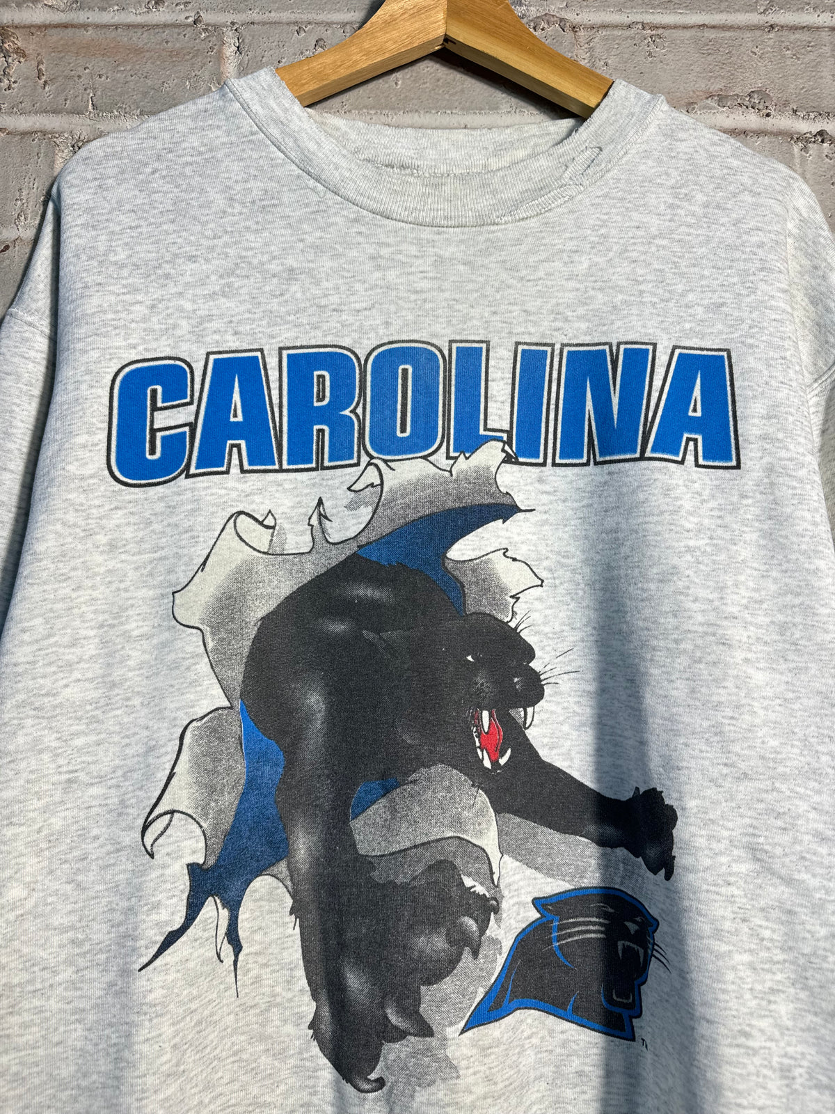 1993 Carolina Panthers Vintage Heather Grey Nutmeg Mills Breakthrough NFL Crewneck (Large)
