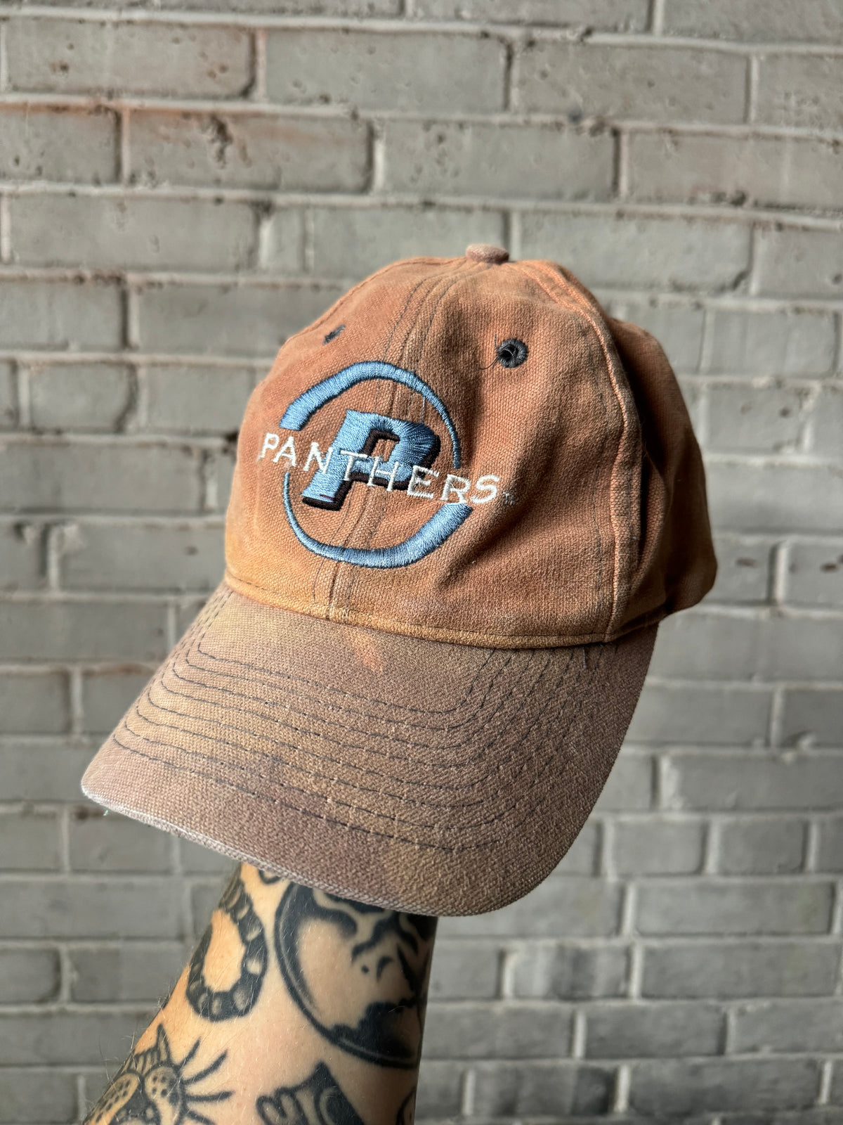 90’s Carolina Panthers Vintage Eastport Bleached Out NFL Strapback Hat (OSFA)