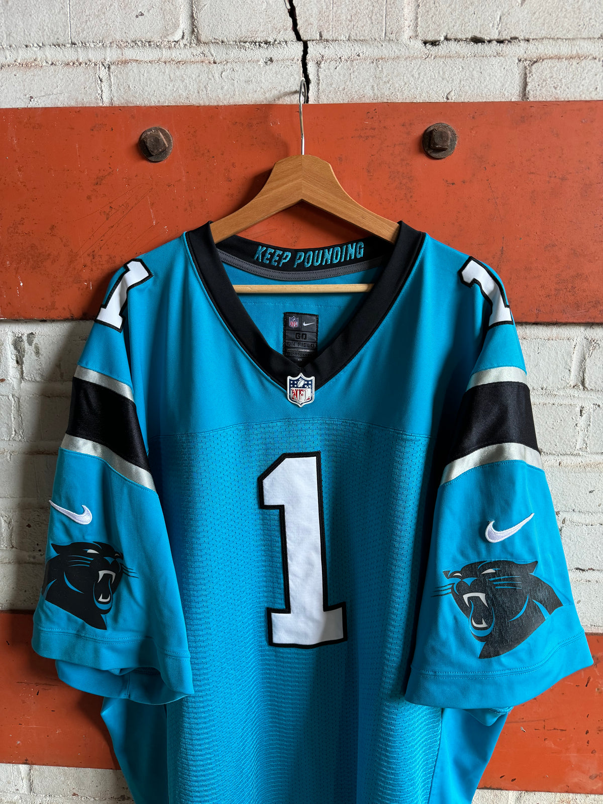 2012 Carolina Panthers Cam Newton Alternate Blue Nike First Generation Heavy Mesh Authentic NFL Jersey (4XL)