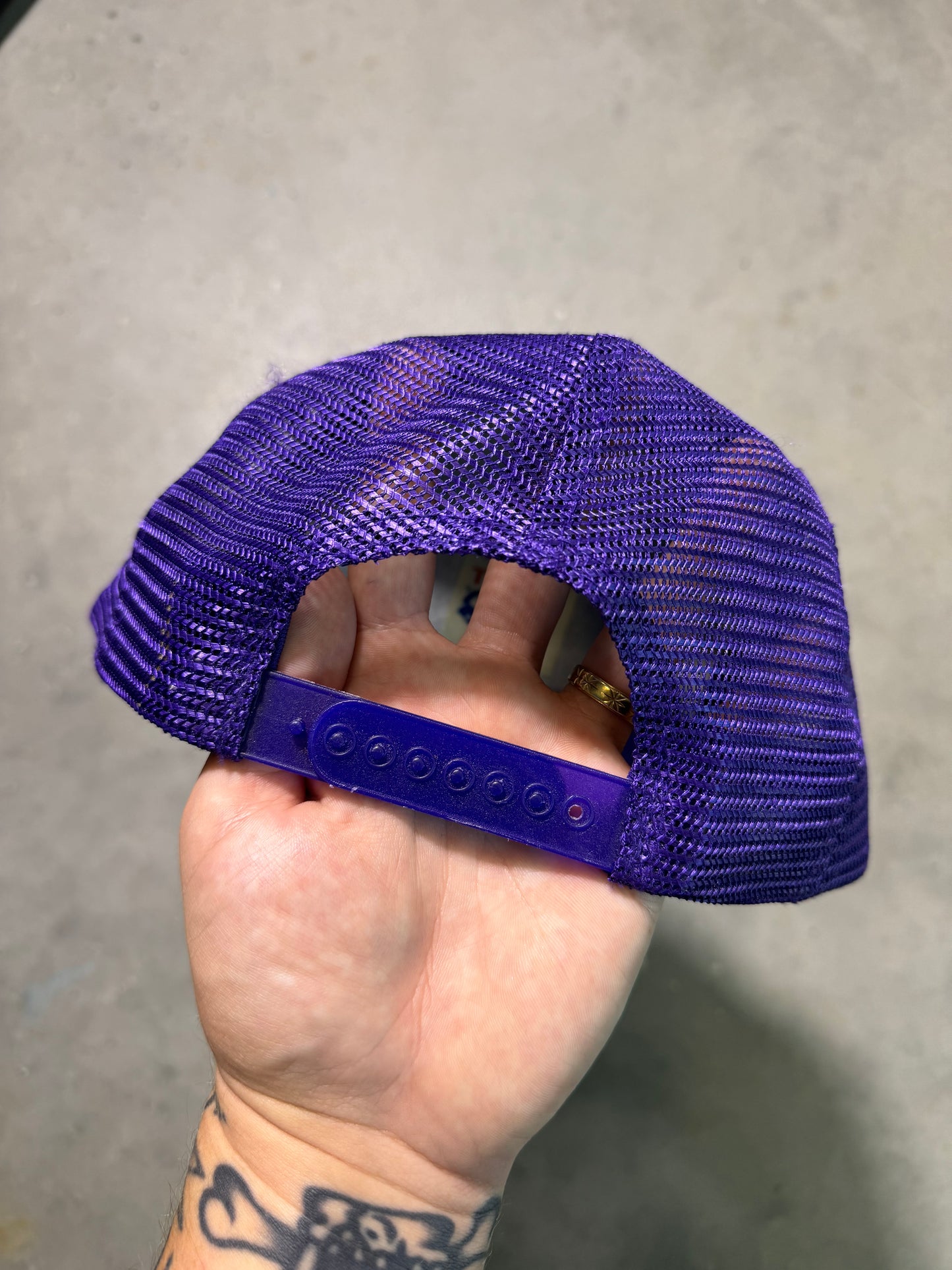 90’s Charlotte Hornets Vintage Sun Faded Purple Mesh Trucker NBA Snapback Hat (OSFA)