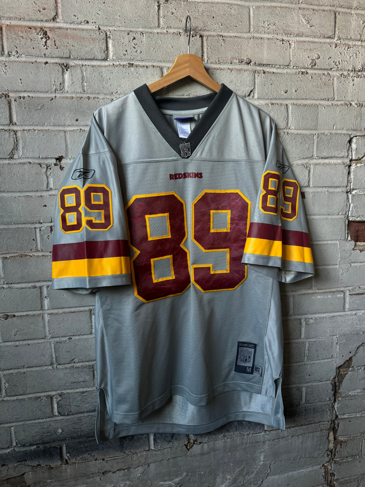 00’s Washington Redskins Santana Moss Vintage Grey Reebok Storm Collection Stitched NFL Jersey (Medium)