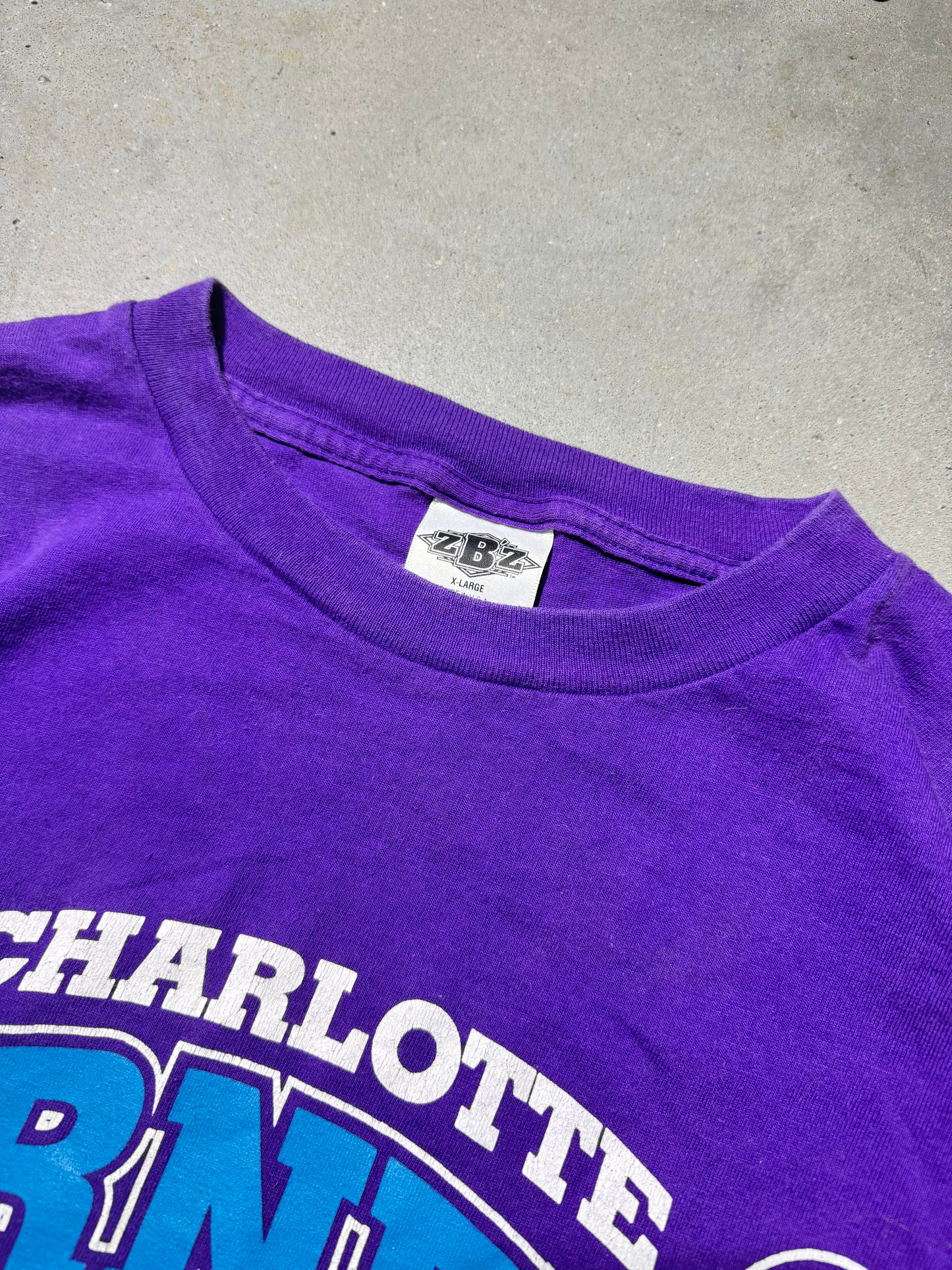 90’s Charlotte Hornets Vintage Purple Zubaz NBA Tee (XL)