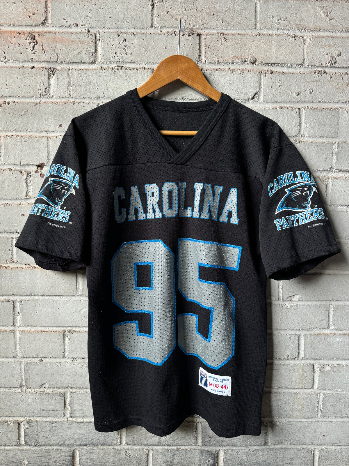 1995 Carolina Panthers Vintage Black Logo 7 Inaugural Season Mesh NFL Practice Jersey (Medium)