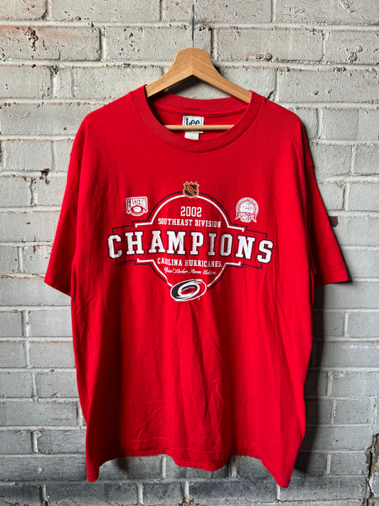 2002 Carolina Hurricanes Vintage Red Southeastern Division Champions NHL Tee (Large)