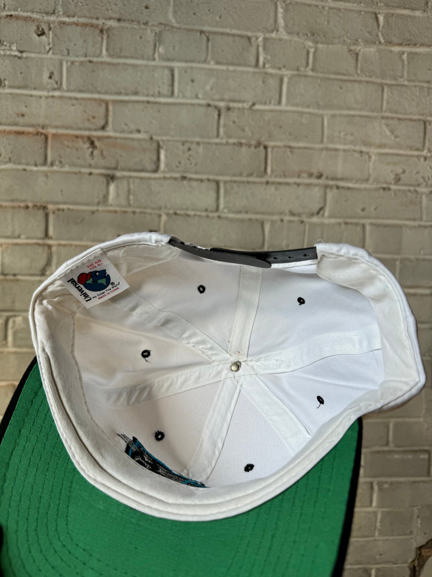 90’s Carolina Panthers Vintage White/Black Big Logo NFL Sideline Style Snapback Hat - Deadstock (OSFA)