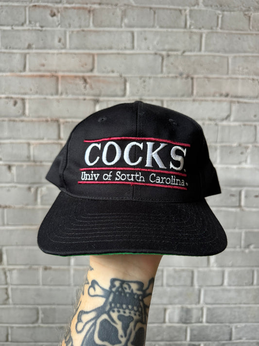 90’s South Carolina Gamecocks Vintage Black The Game Bar Embroidered College Snapback Hat (OSFA)