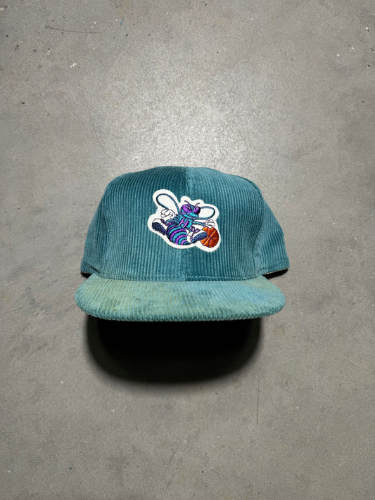 80’s Charlotte Hornets Vintage Teal Corduroy NBA Snapback Hat (OSFA)