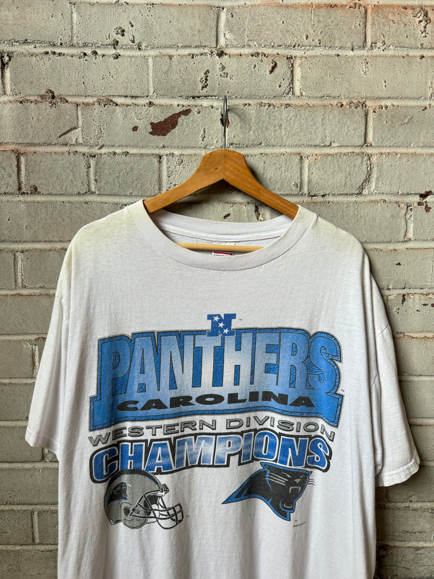 1996 Carolina Panthers Vintage Soft White NFC Western Division Champions NFL Tee (XL)