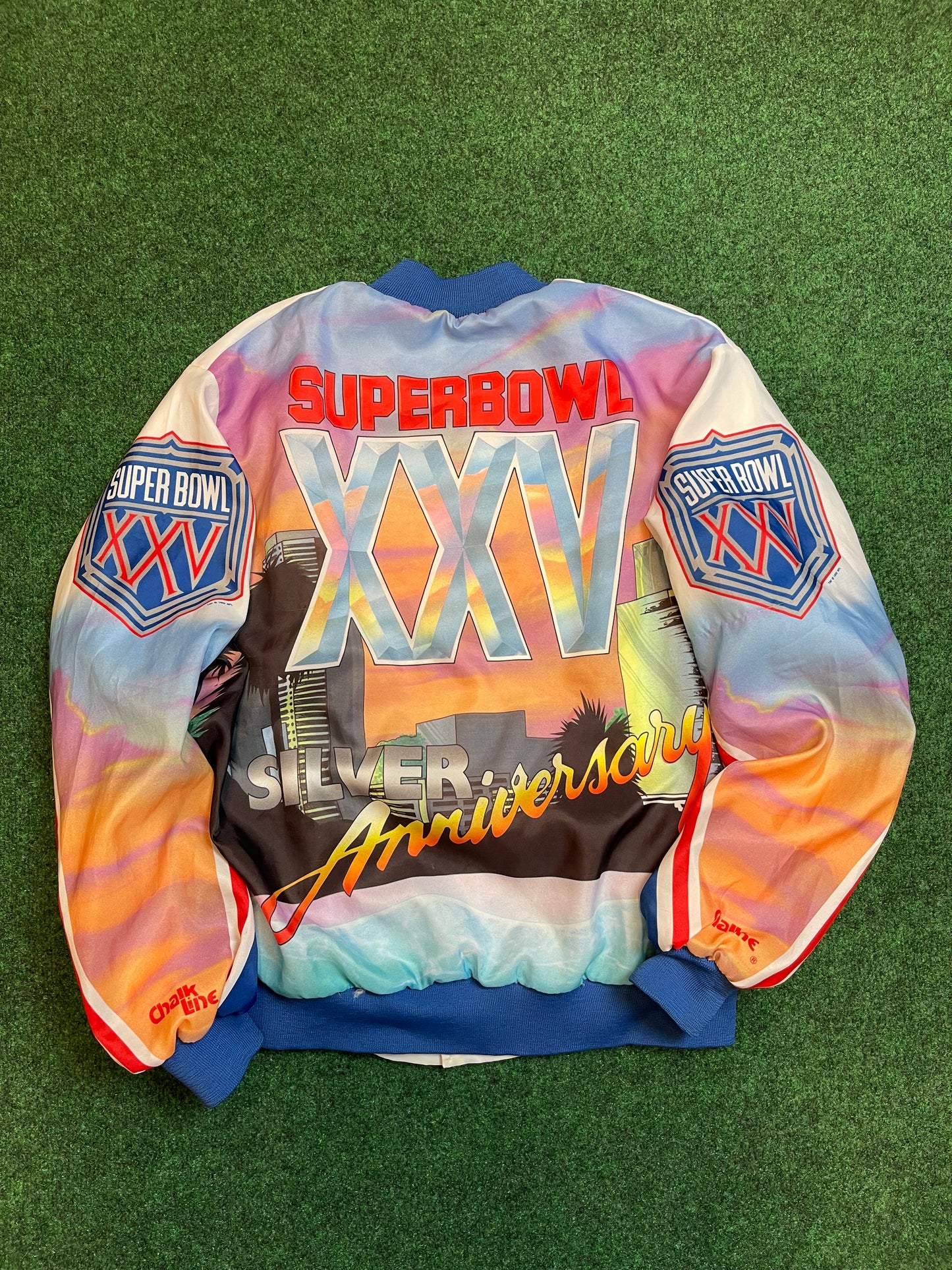 1991 Super Bowl XXV Vintage NFL Chalkline Fanimation Jacket (XL)