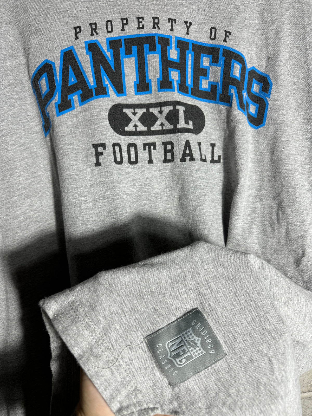 2003 Carolina Panthers Vintage Grey Reebok Gridiron Classics NFL Tee (XXL)