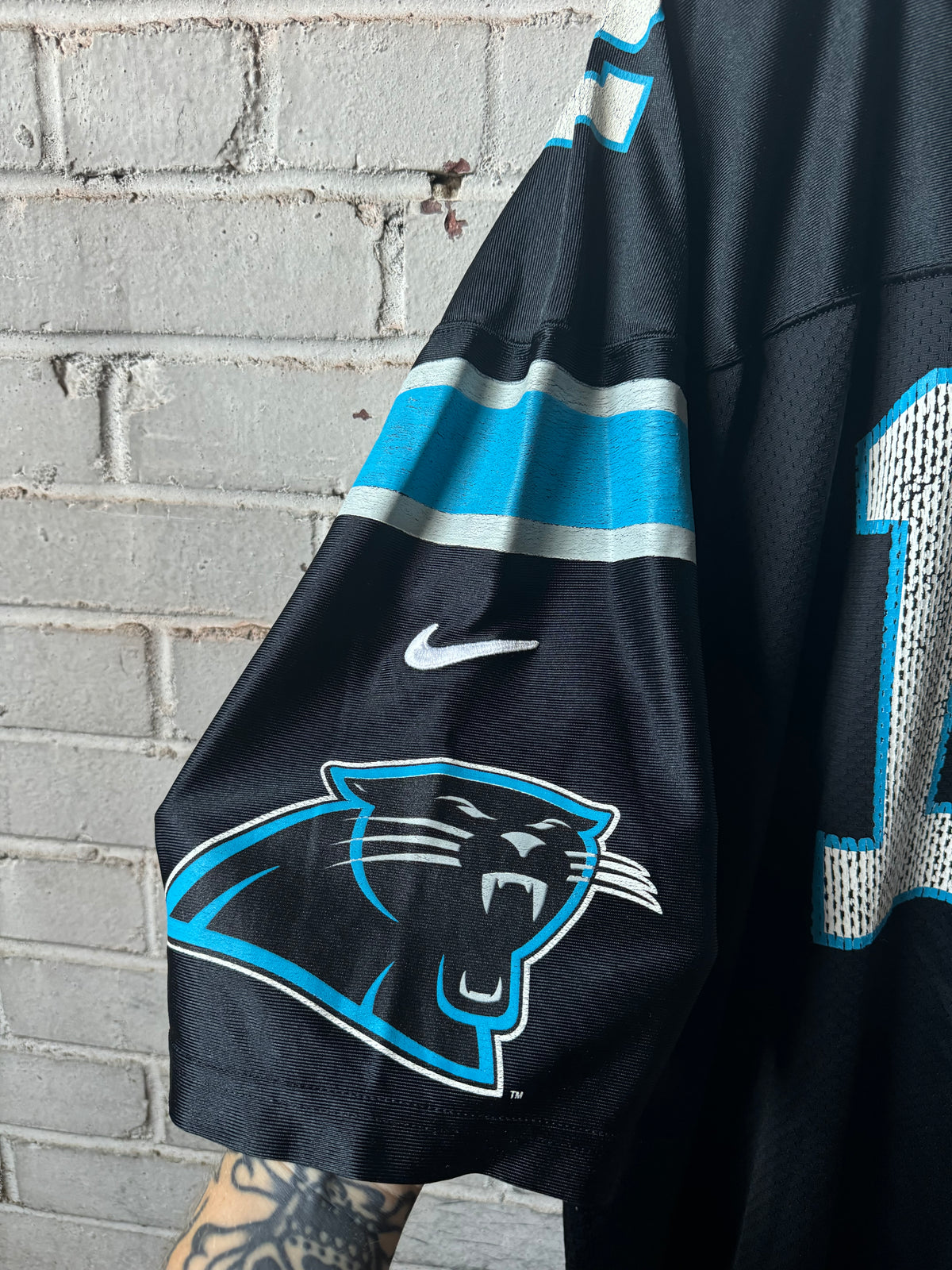 90’s Carolina Panthers Kerry Collins Vintage Black Nike Team Sports NFL Jersey (XXL)