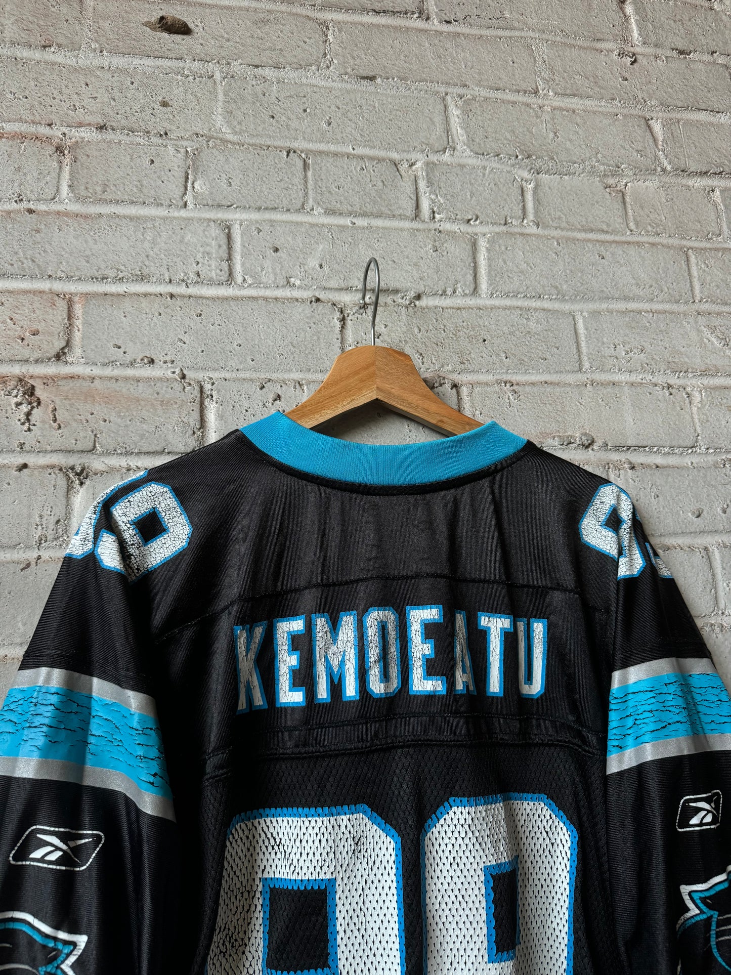 00’s Carolina Panthers Maʻake Kemoeatu Vintage Black Reebok NFL Jersey (Large)