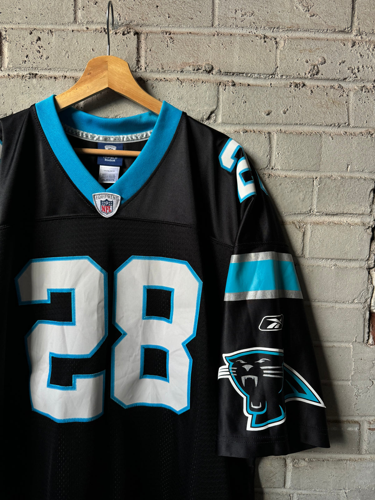 00’s Carolina Panthers Jonathan Stewart Vintage Black Reebok Stitched Swingman NFL Jersey (XXL)