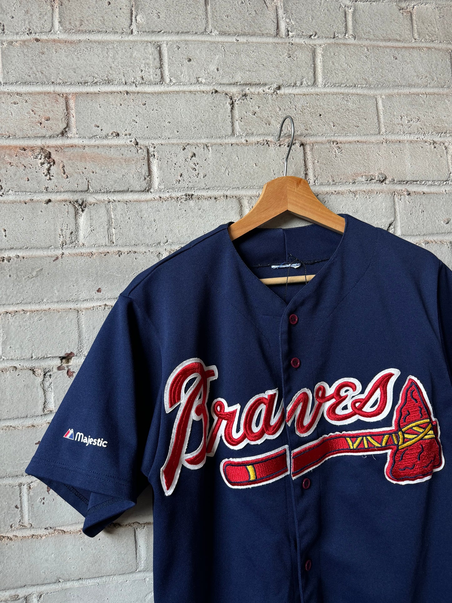 90’s Atlanta Braves Vintage Blue Embroidered Majestic MLB Baseball Jersey (Medium)