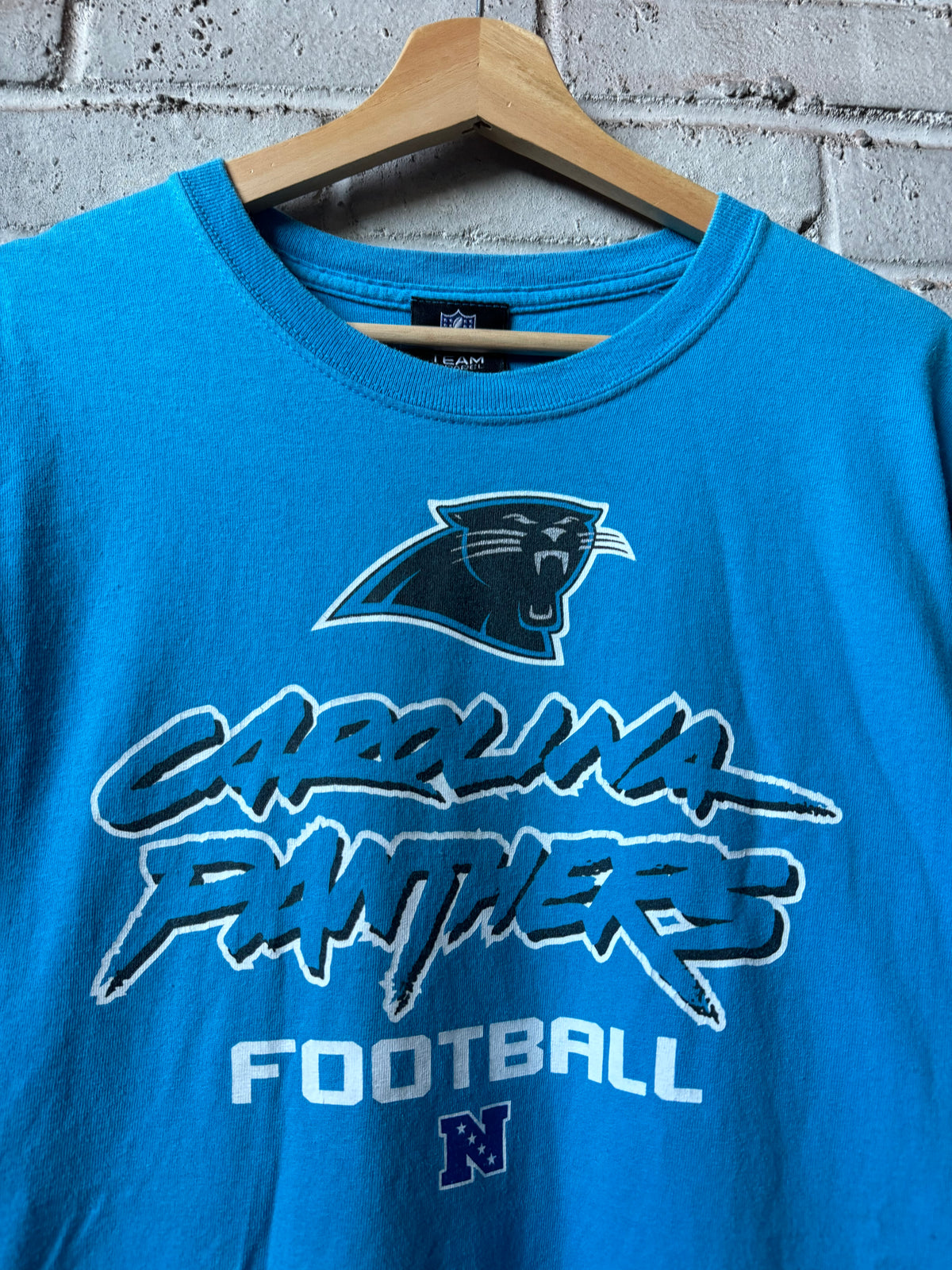 00’s Carolina Panthers Vintage Blue Cat Scratch Font NFC NFL Tee (Large)