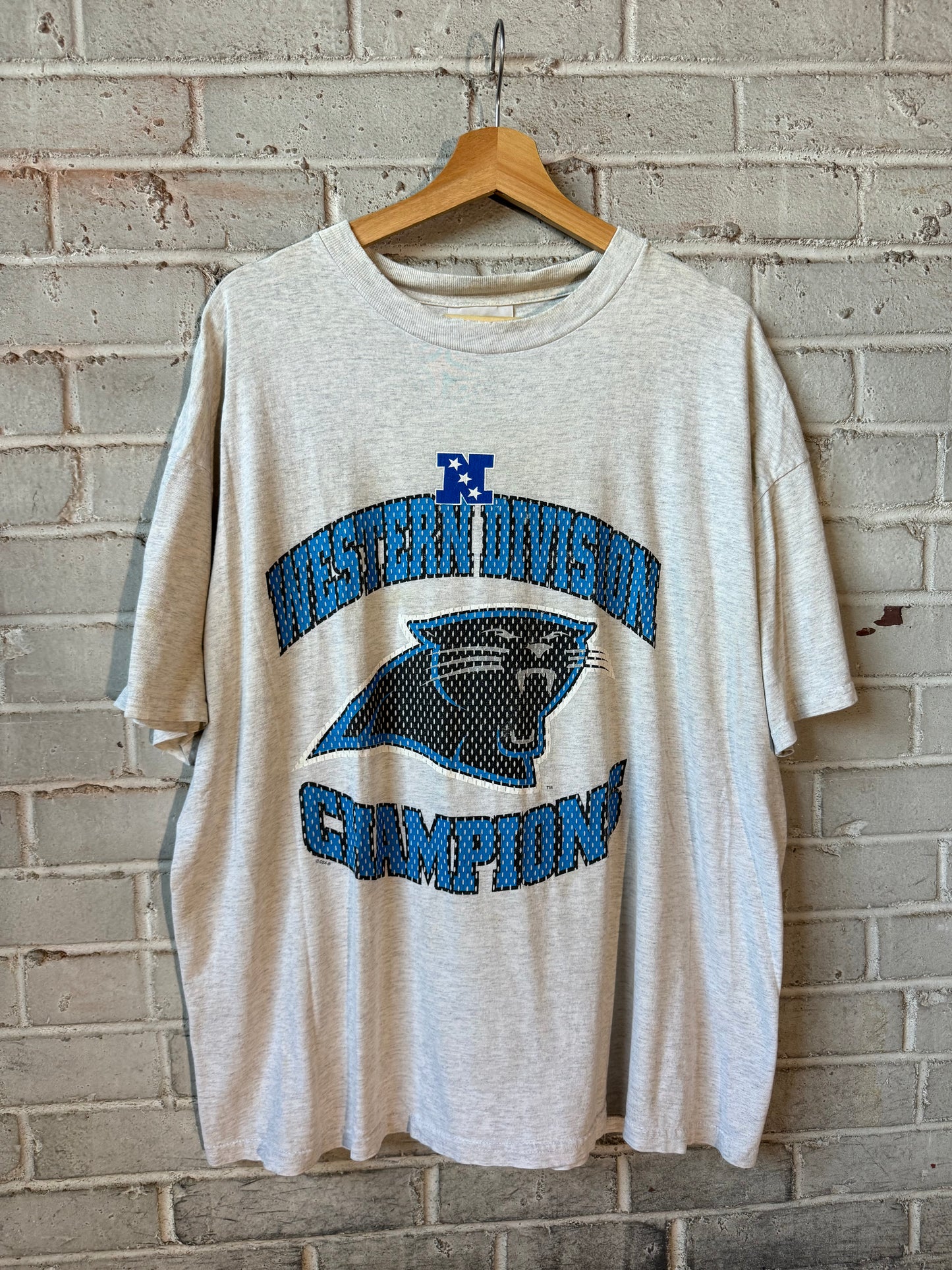 1996 Carolina Panthers NFC Western Division Champions Vintage Heather Grey NFL Tee (XL)