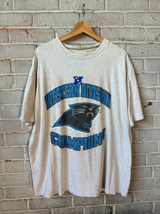 1996 Carolina Panthers NFC Western Division Champions Vintage Heather Grey NFL Tee (XL)
